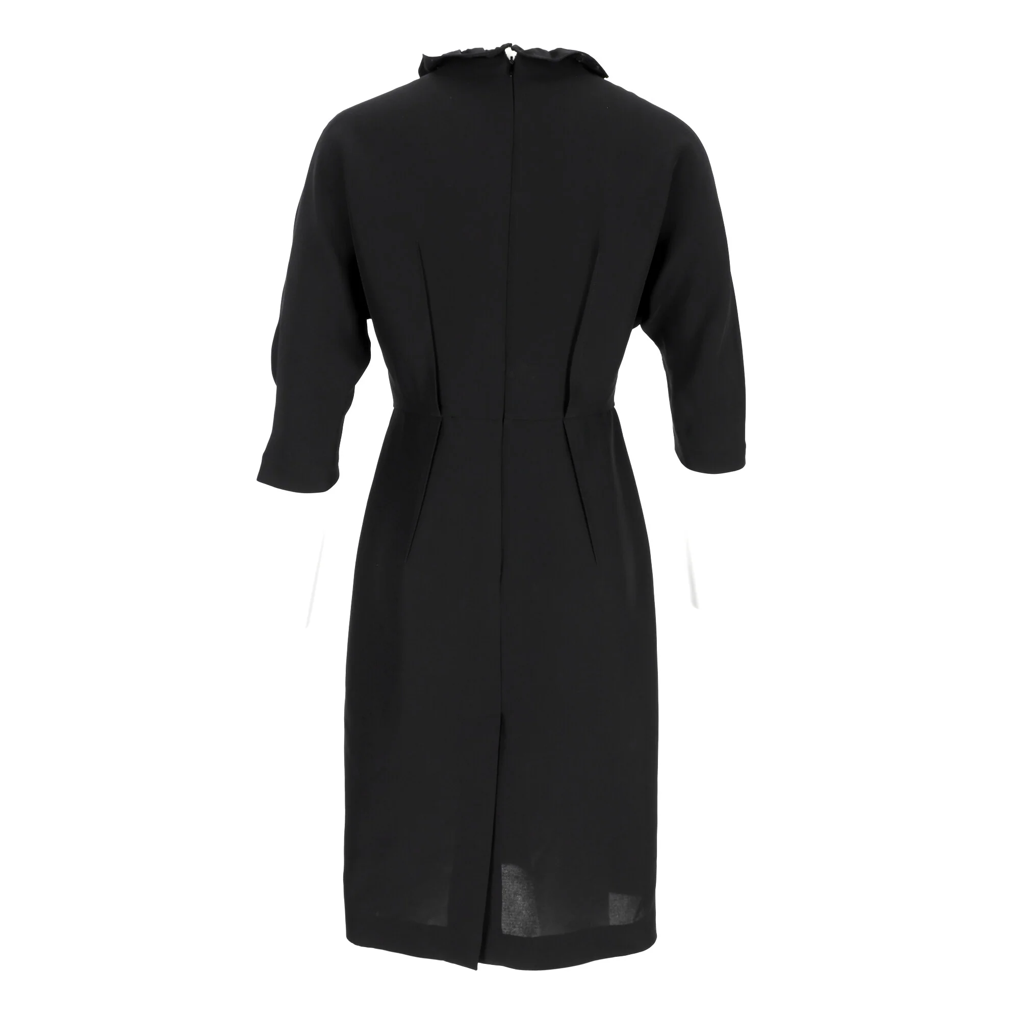 Women's Prada Ruffled Neckline Midi Dress in Black Viscose - Image 8
