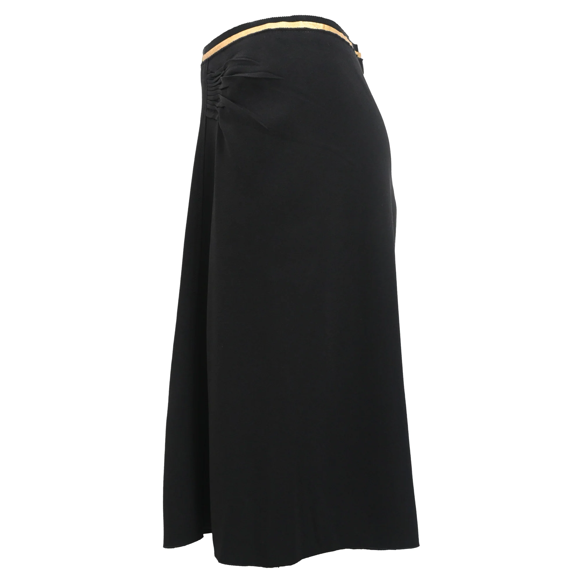 Women's Prada Scrunch-Detail Midi Skirt in Black Viscose - Image 2