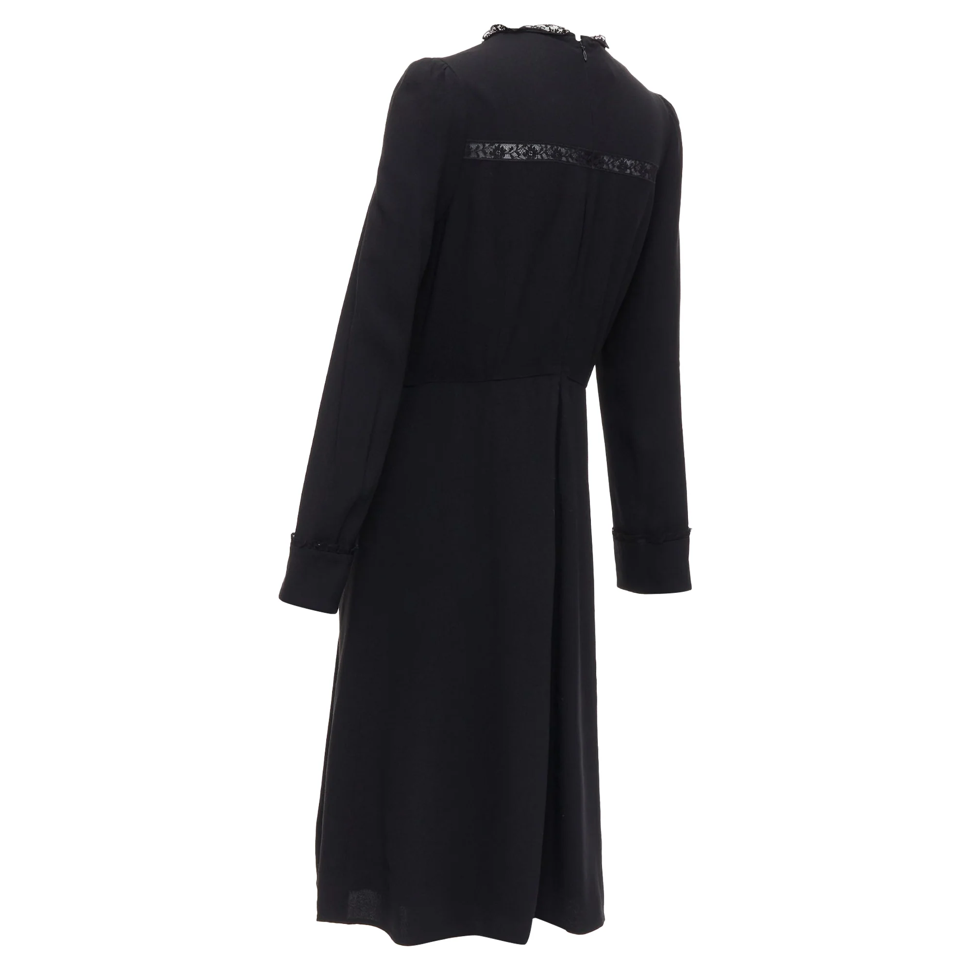 Women's Prada Sheer Lace Applique Pleated Sides Fit Flare Dress - Image 6