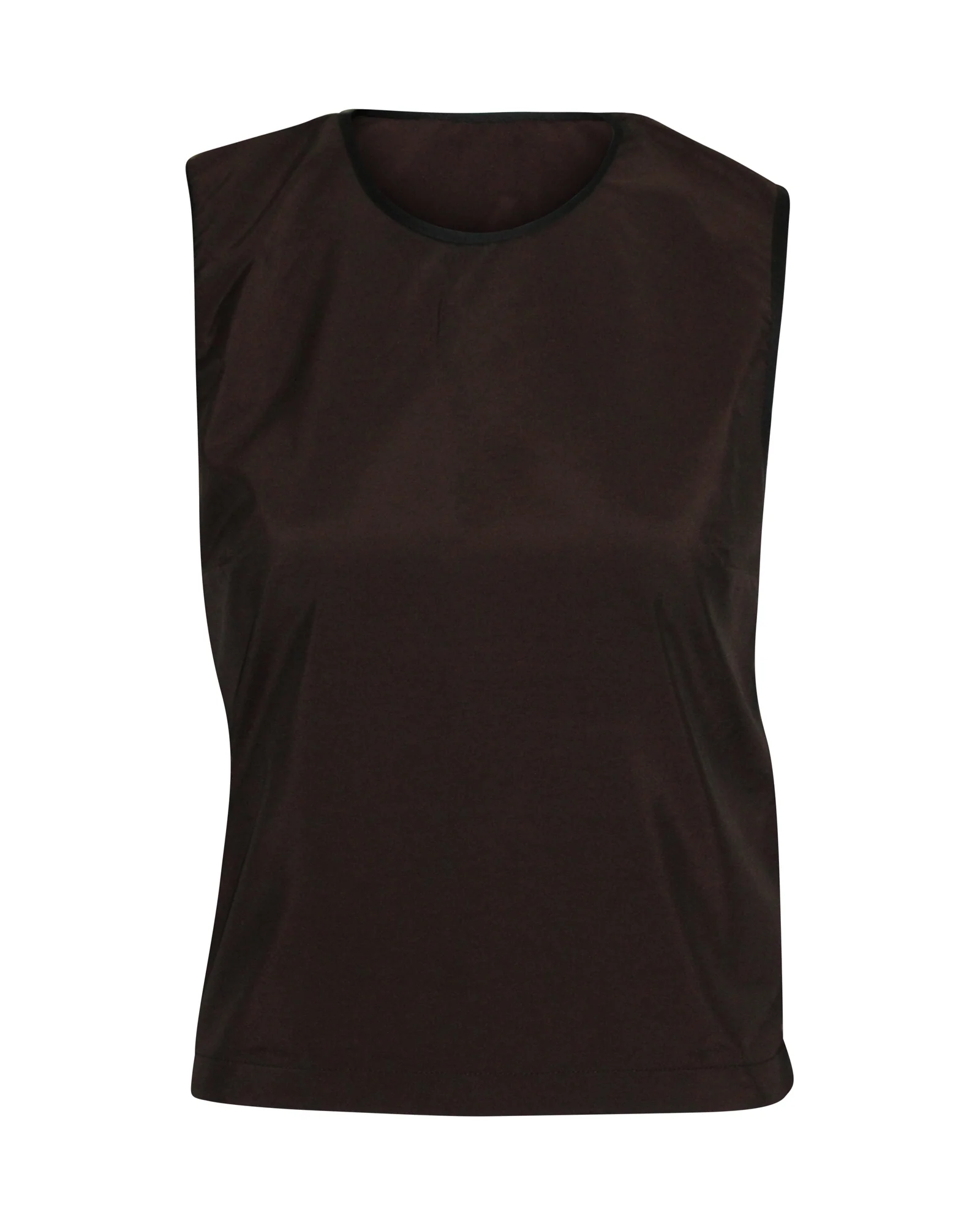 Women's Prada Shoulder Snap Two-Tone Top in Brown/Black Nylon