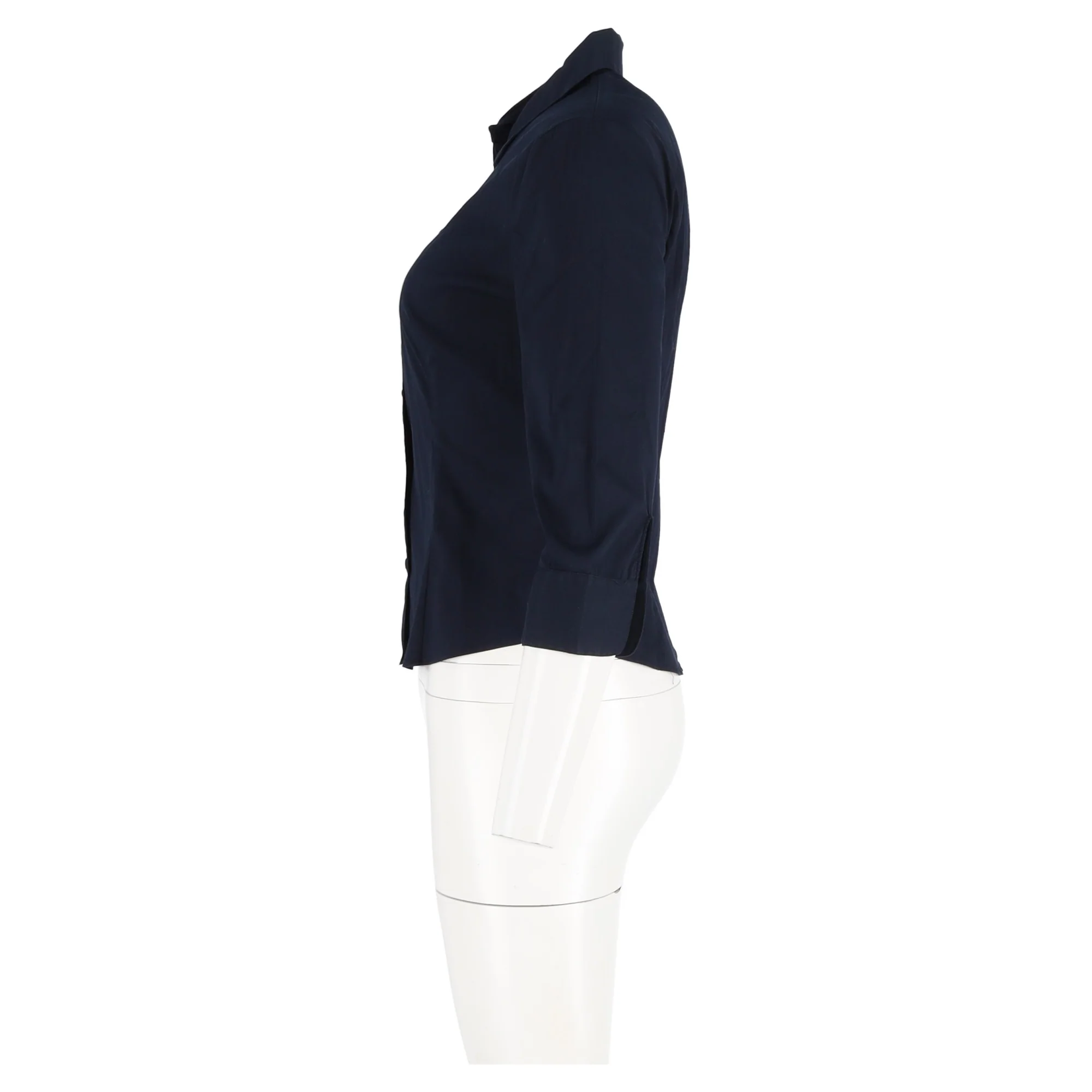 Women's Prada Slim-Fit 3/4 Sleeve Shirt in Navy Blue Cotton - Image 5