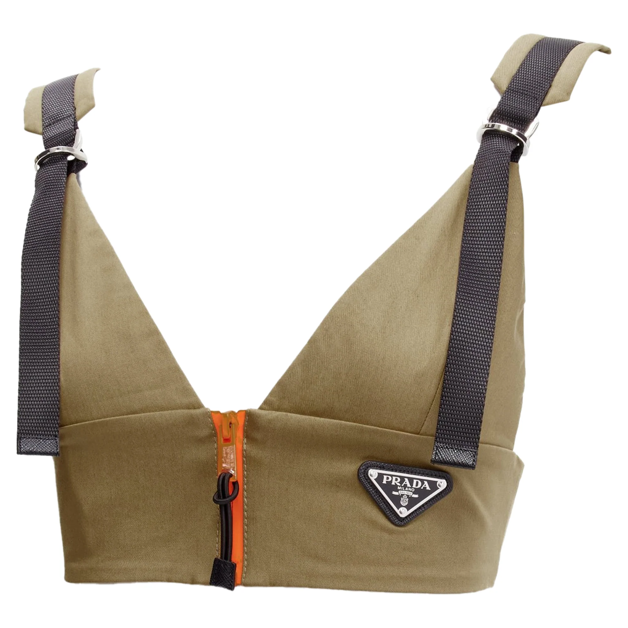 Women's Prada zip khaki technical strap bra top - Image 2