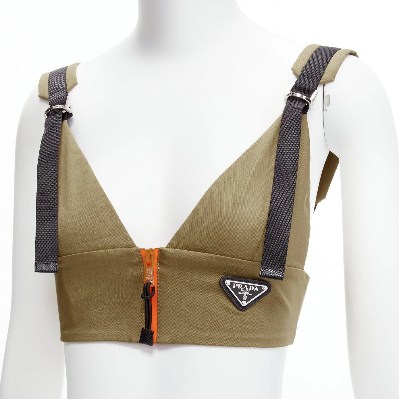 Women's Prada zip khaki technical strap bra top - Image 8