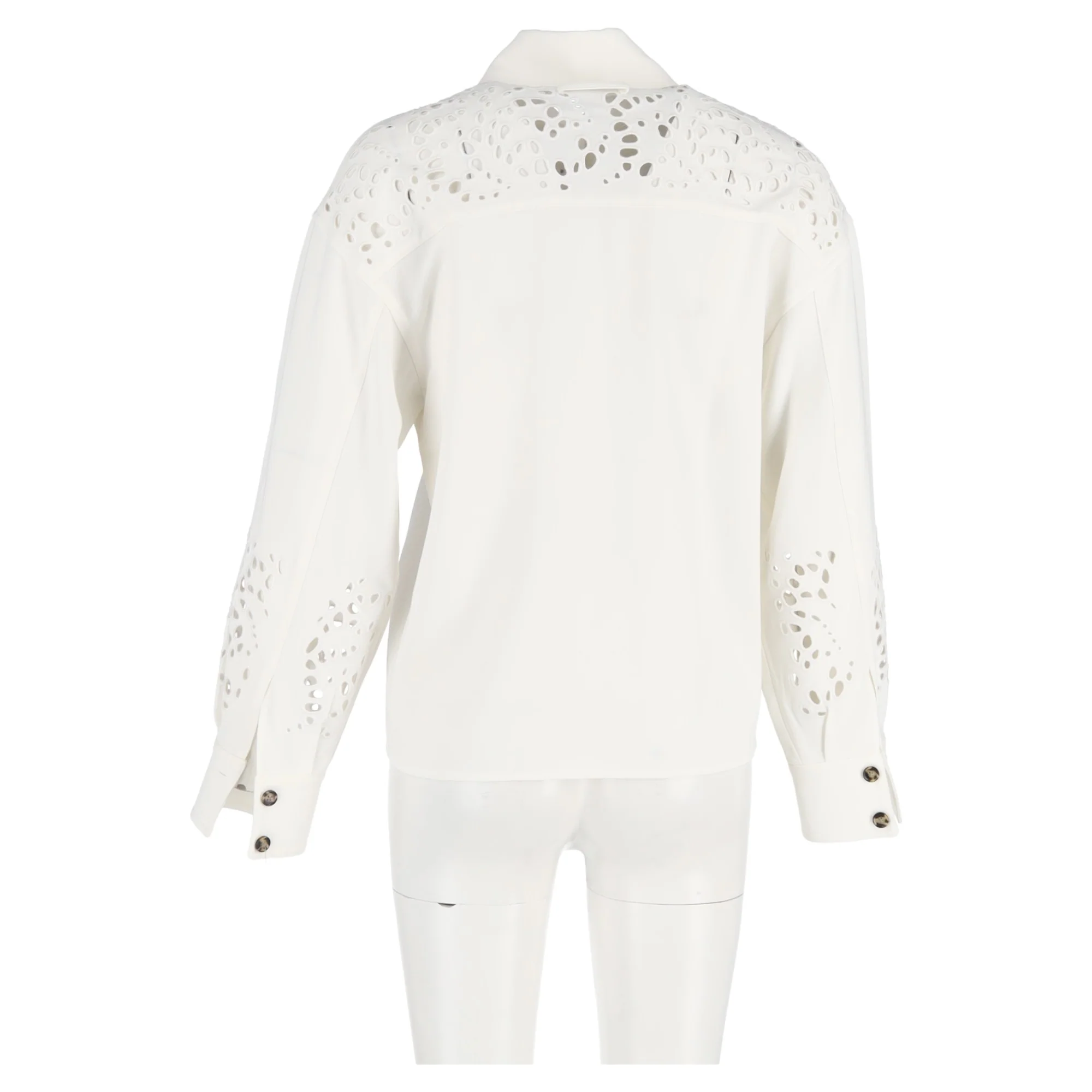 Women's Proenza Schouler Broderie Anglaise Crepe Shirt in White Triacetate - Image 6