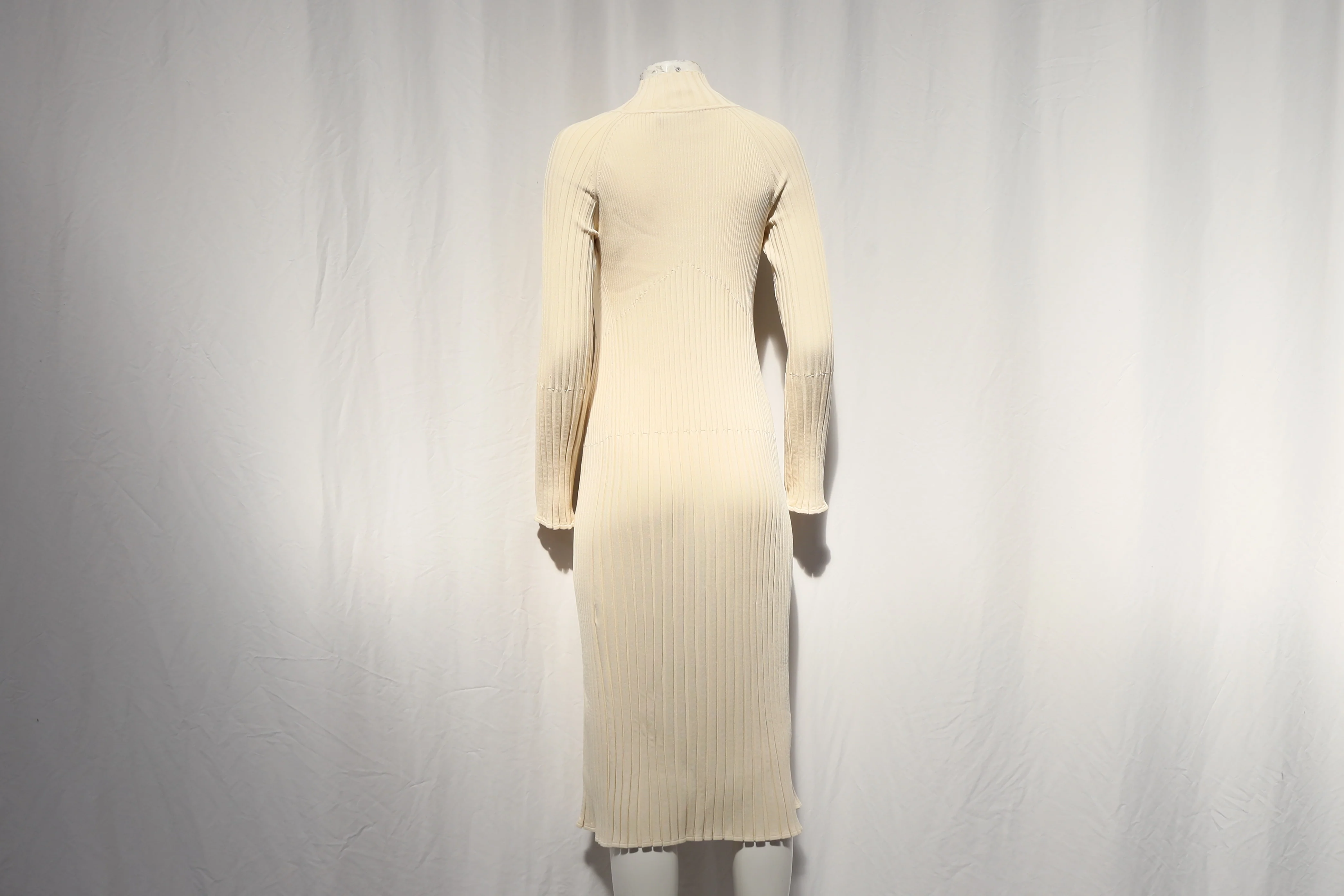 Women's Proenza Schouler Carmen Ribbed-Knit Midi Dress in Cream Viscose - Image 10