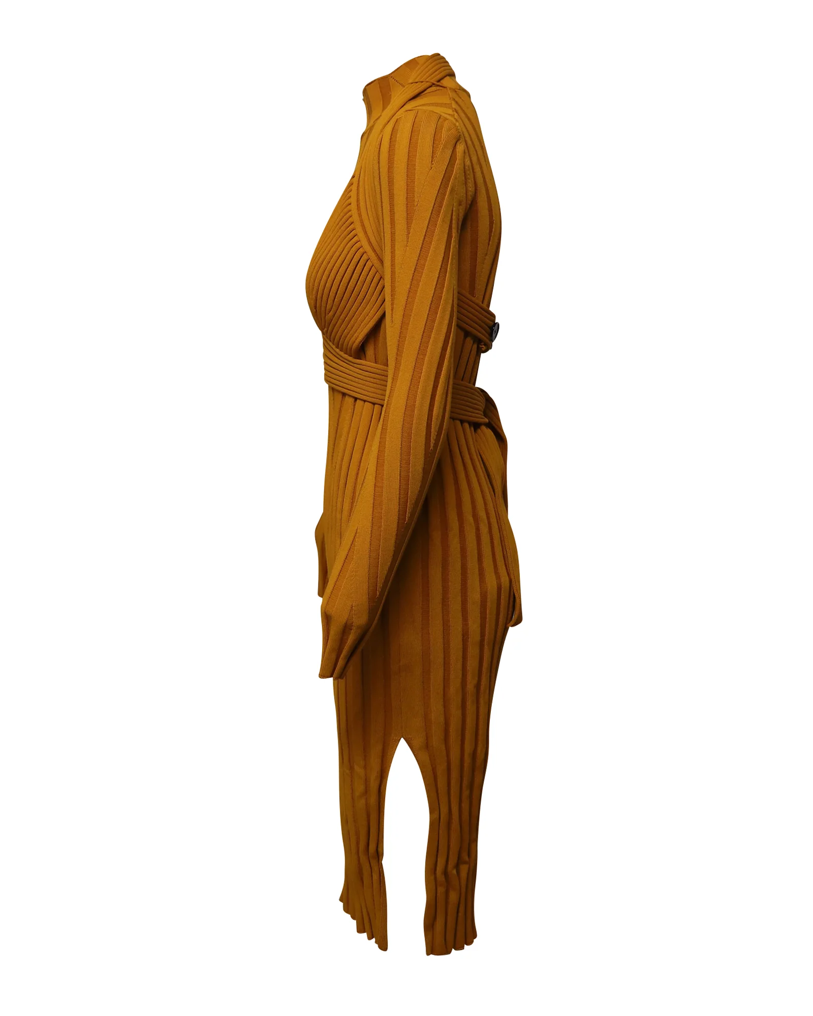 Women's Proenza Schouler Heavy Rib Long Sleeve Midi Dress in Yellow Viscose - Image 2