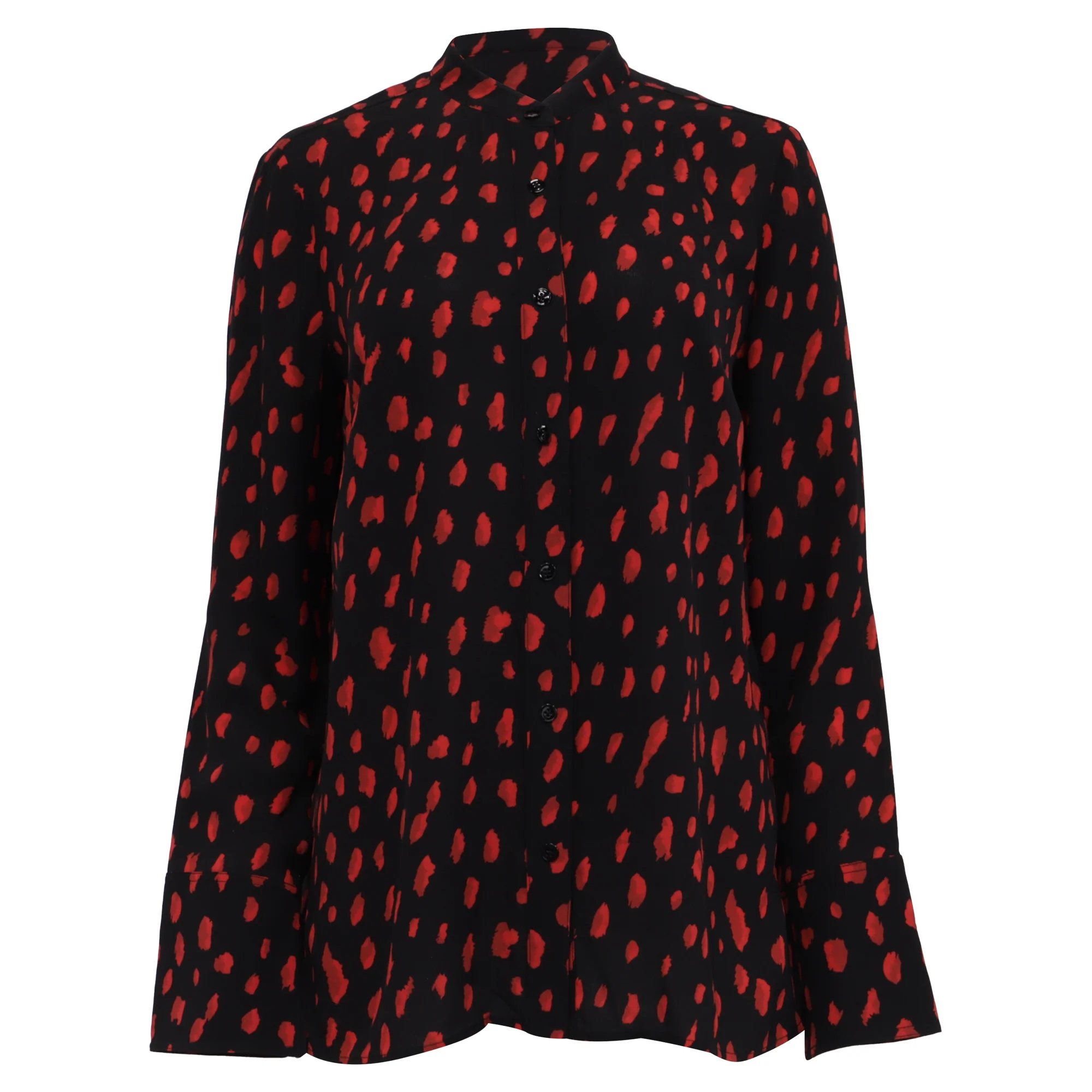 Women's Proenza Schouler Printed Long Sleeve Blouse in Black Silk