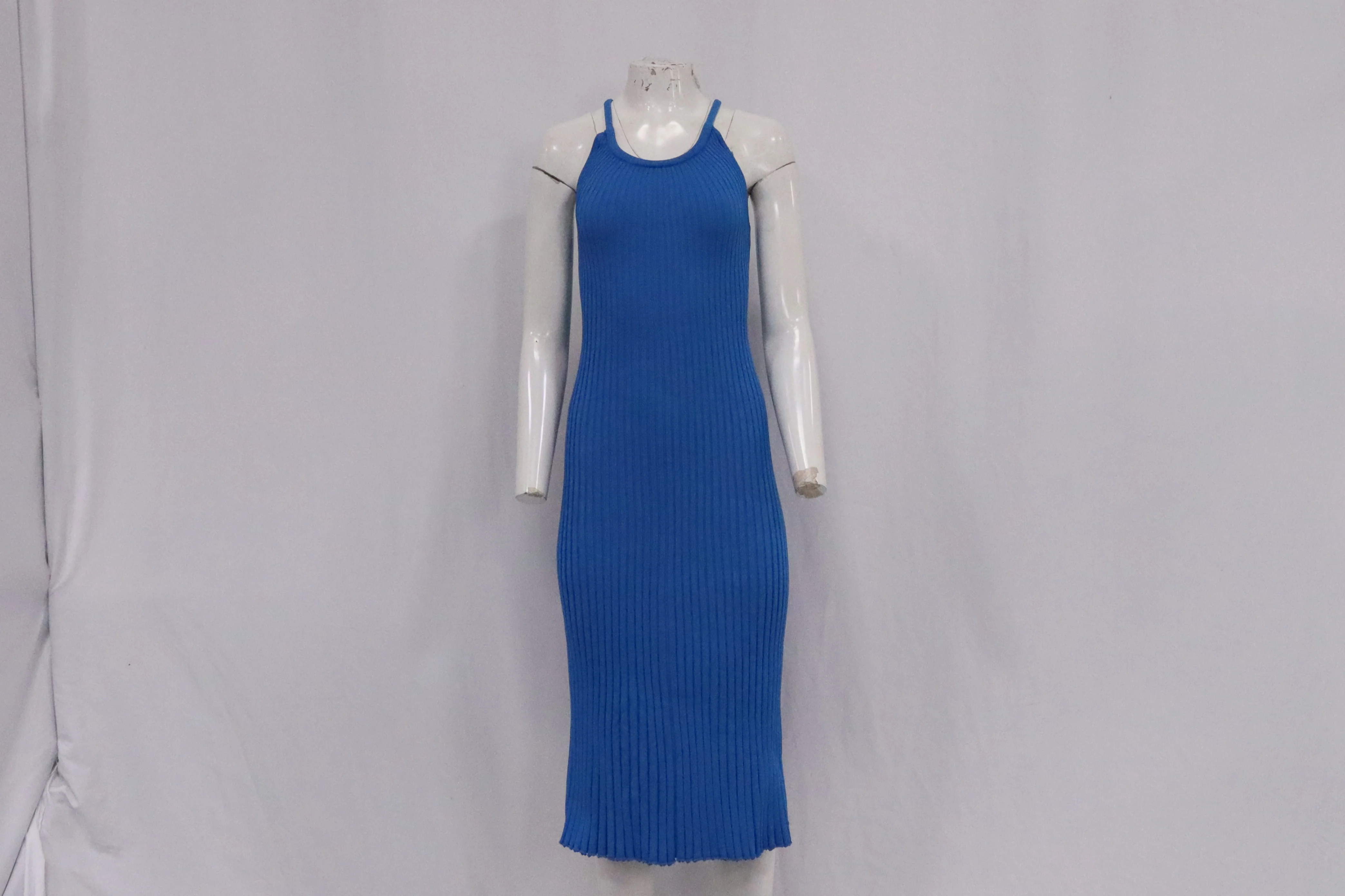 Women's Proenza Schouler Vida Ribbed-Knit Midi Dress in Blue Viscose - Image 7