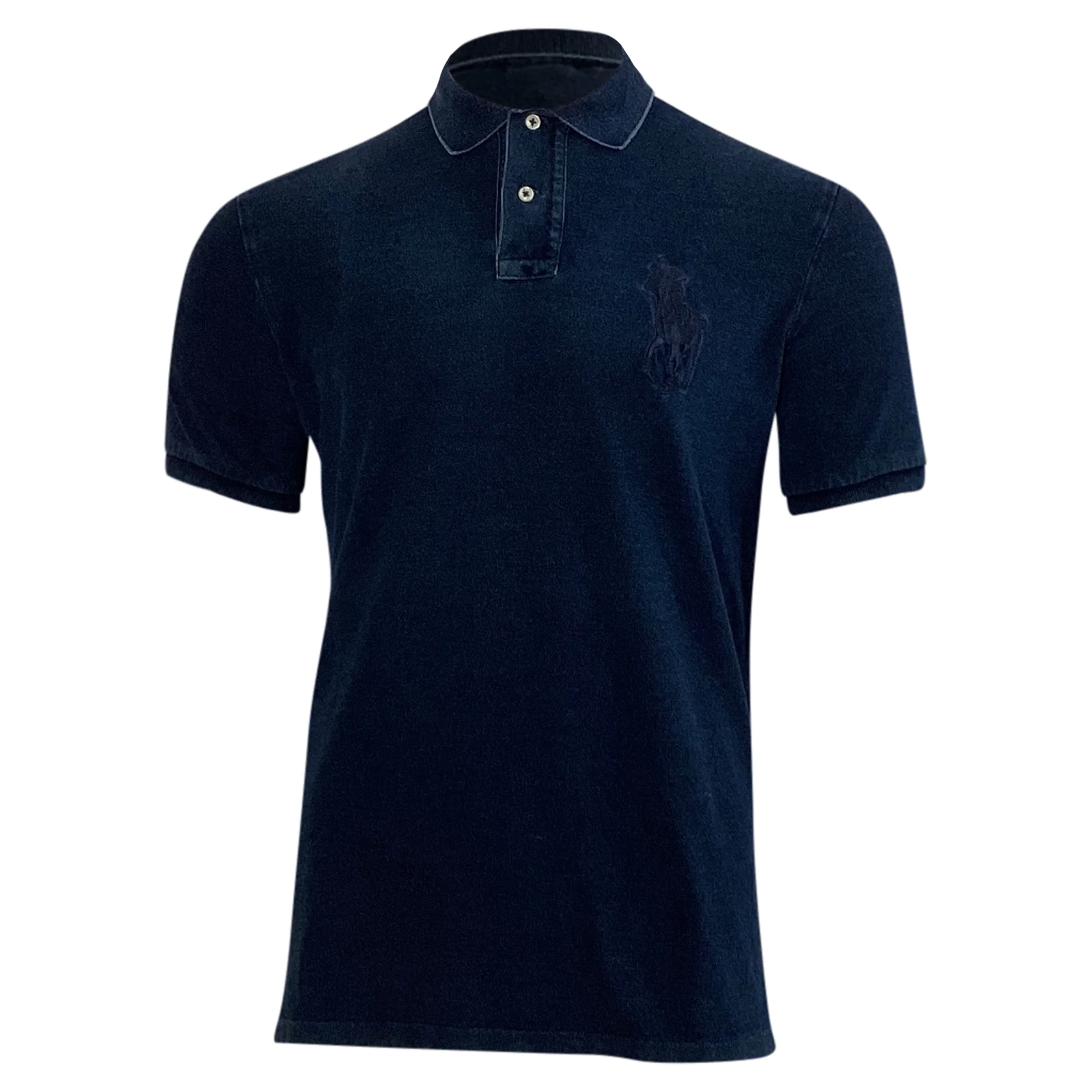 Men's Polo Ralph Lauren Big Pony Custom Slim Fit Mesh Polo Shirt in Navy Blue Cotton