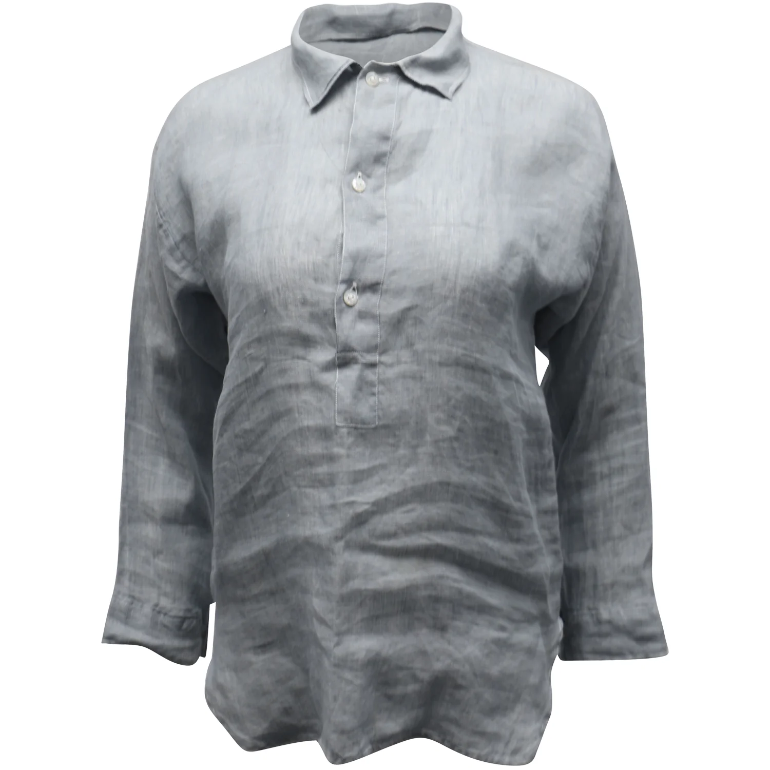 Women's Ralph Lauren Popover Blouse in Grey Linen