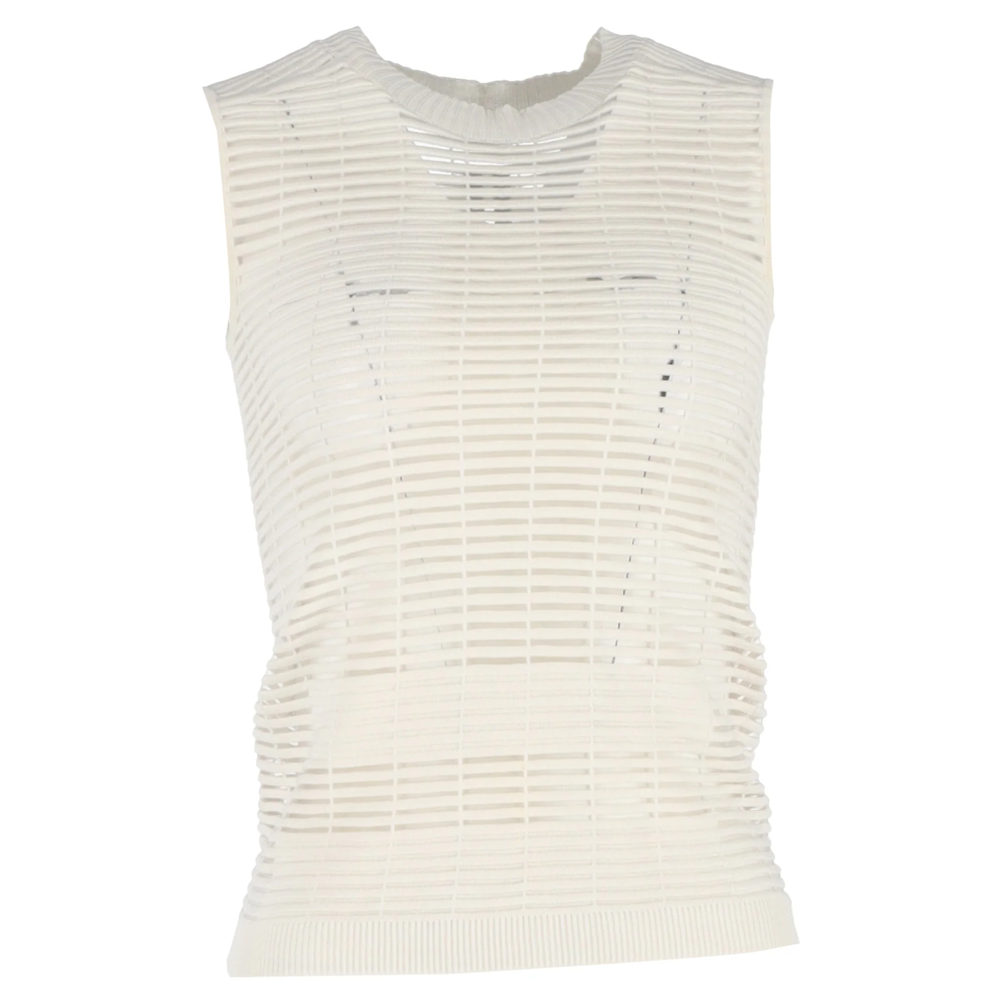 Women's Rick Owens Knitted Vest Top in Cream Cotton