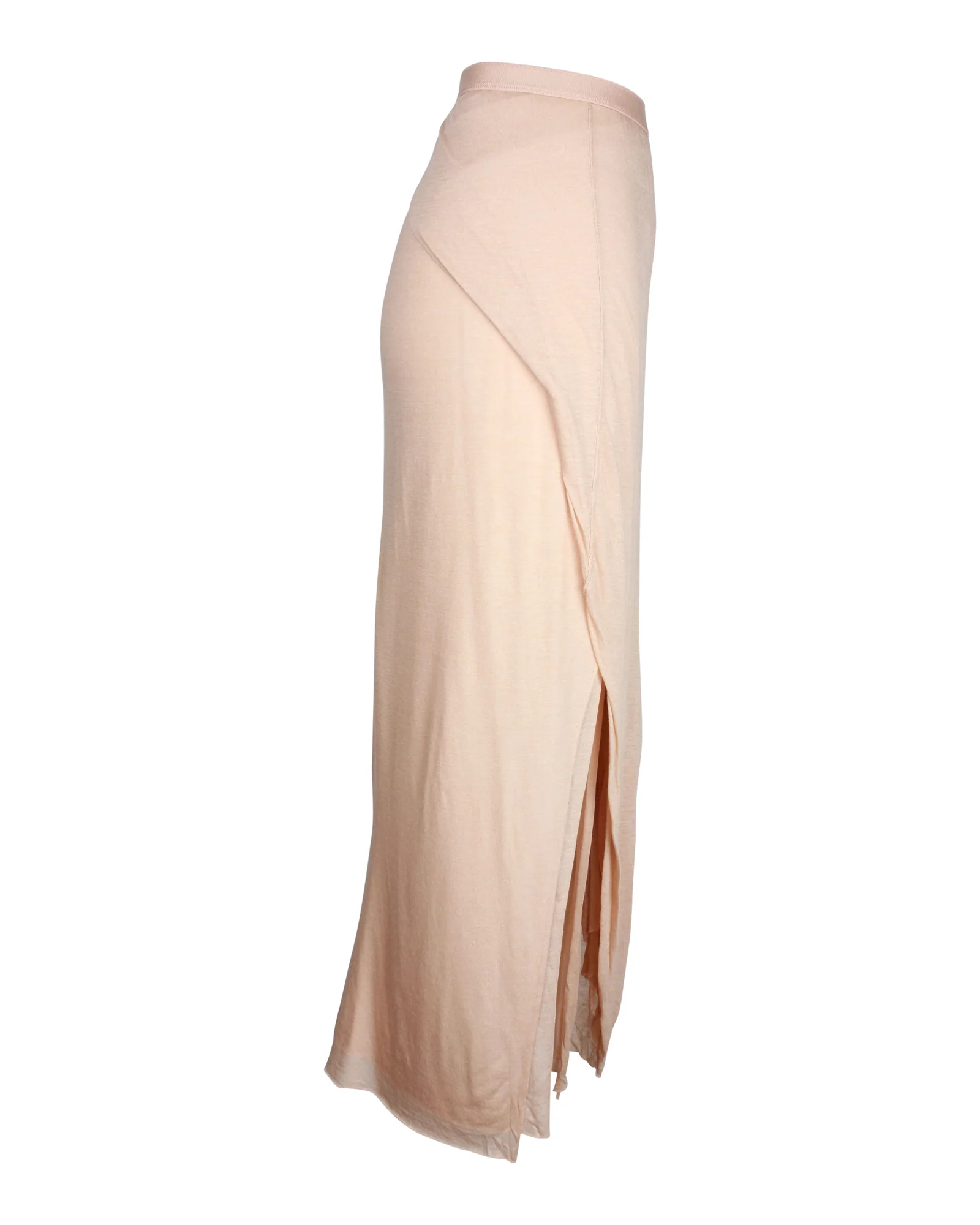 Women's Rick Owens Side Slit Midi Skirt in Nude Viscose - Image 3