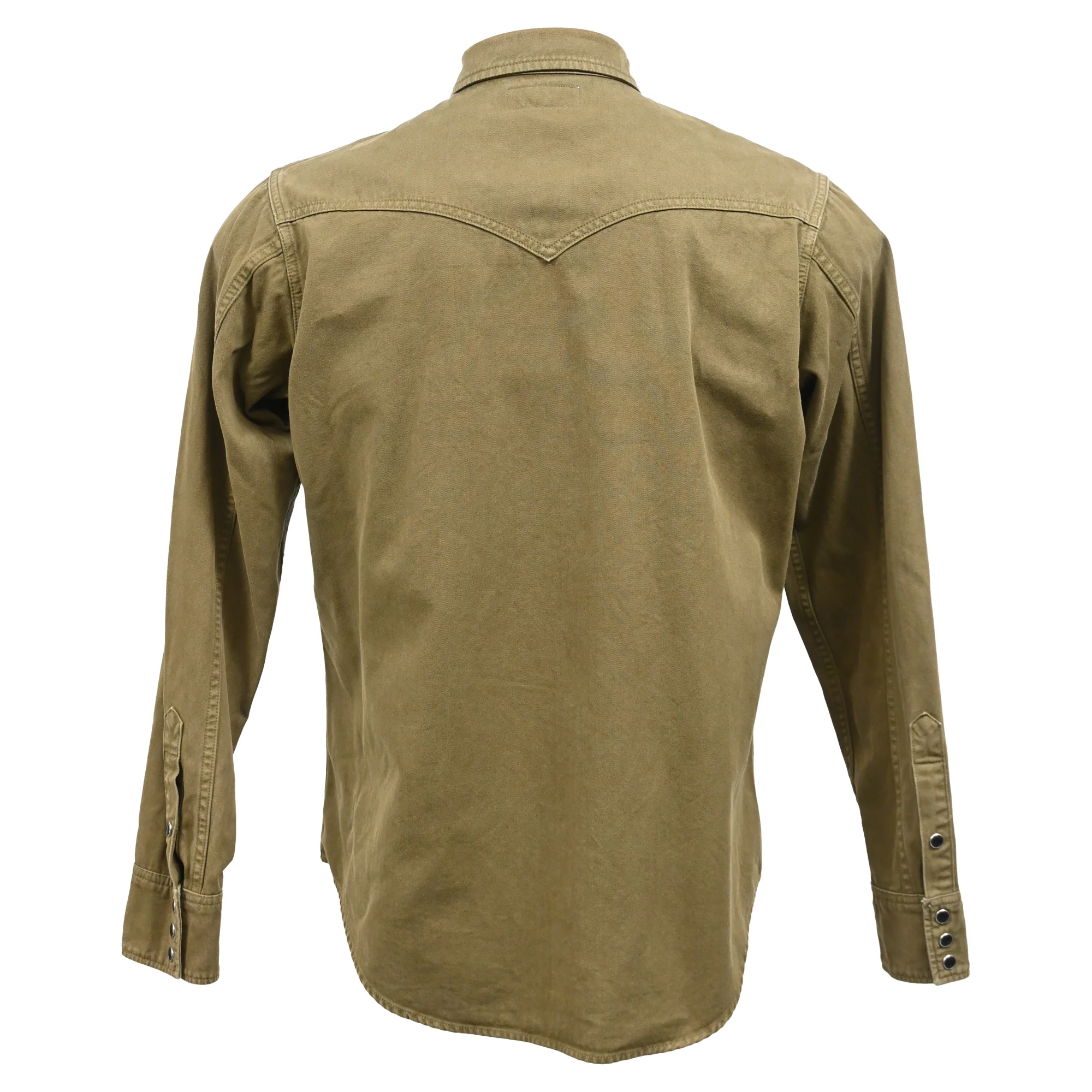 Men's Saint Laurent Button-Down Shirt with Pockets in Olive Cotton - Image 3