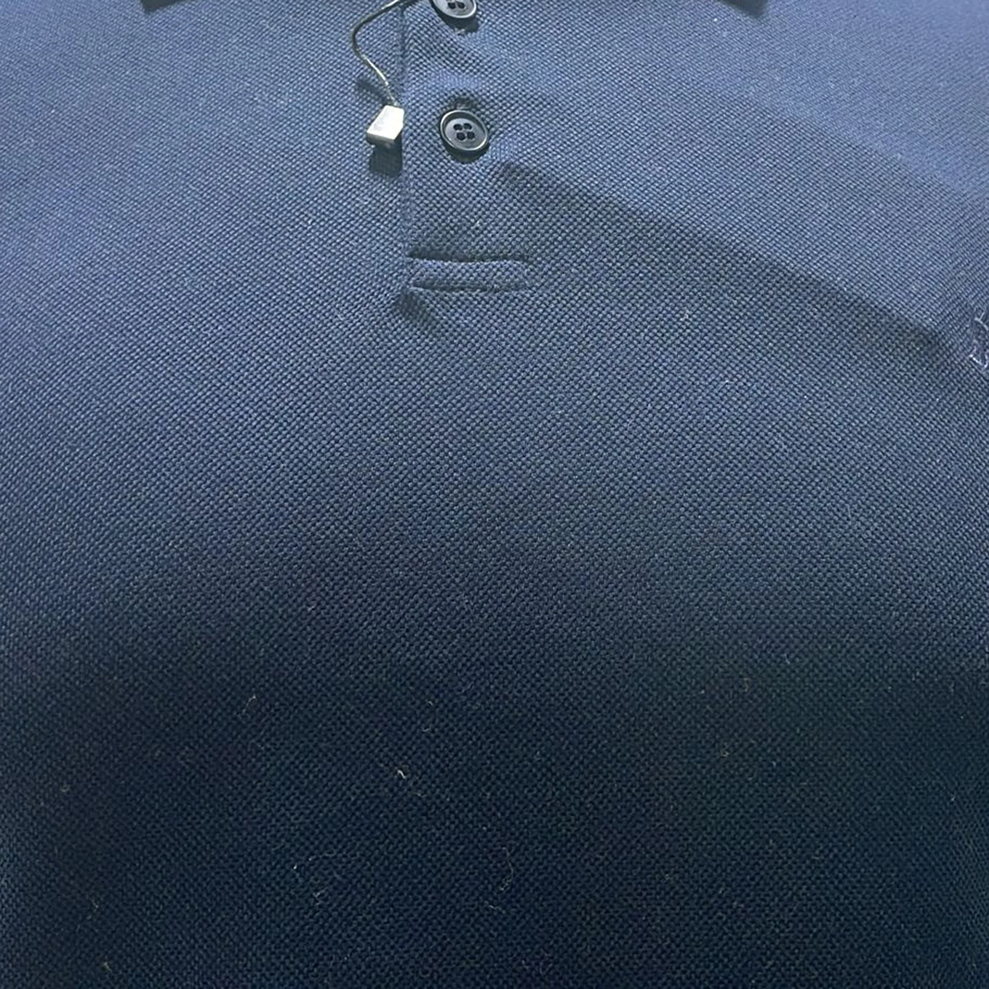 Men's Saint Laurent Cassandre Embroidered-Logo Polo Shirt in Navy Blue Cotton - Image 2