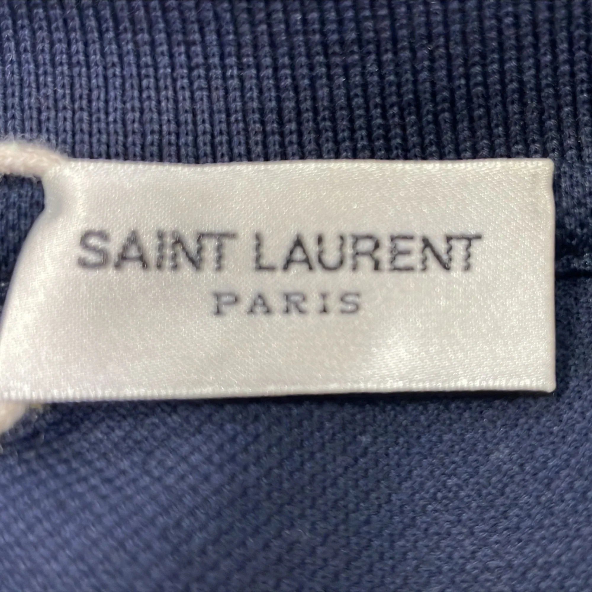 Men's Saint Laurent Cassandre Embroidered-Logo Polo Shirt in Navy Blue Cotton - Image 5