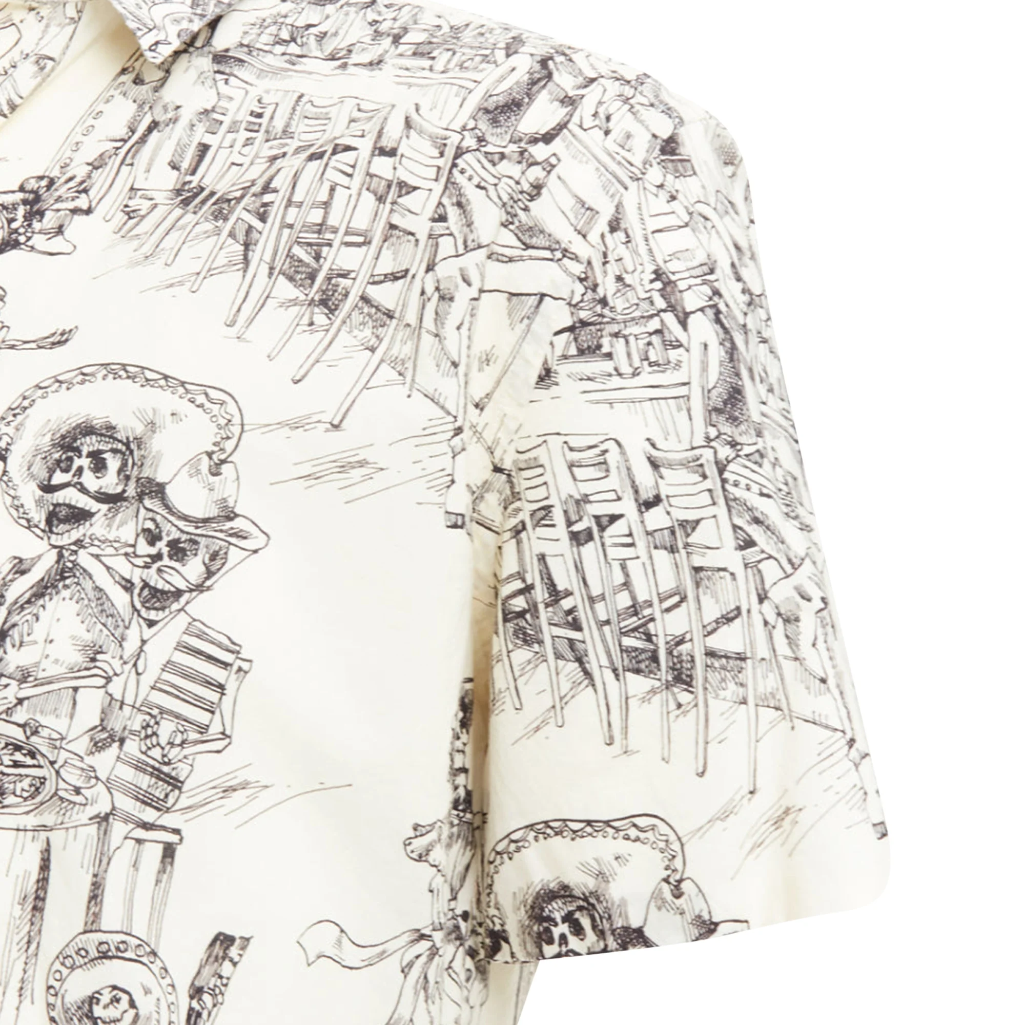 Men's Saint Laurent cream skeleton western party print hawaiian shirt - Image 2