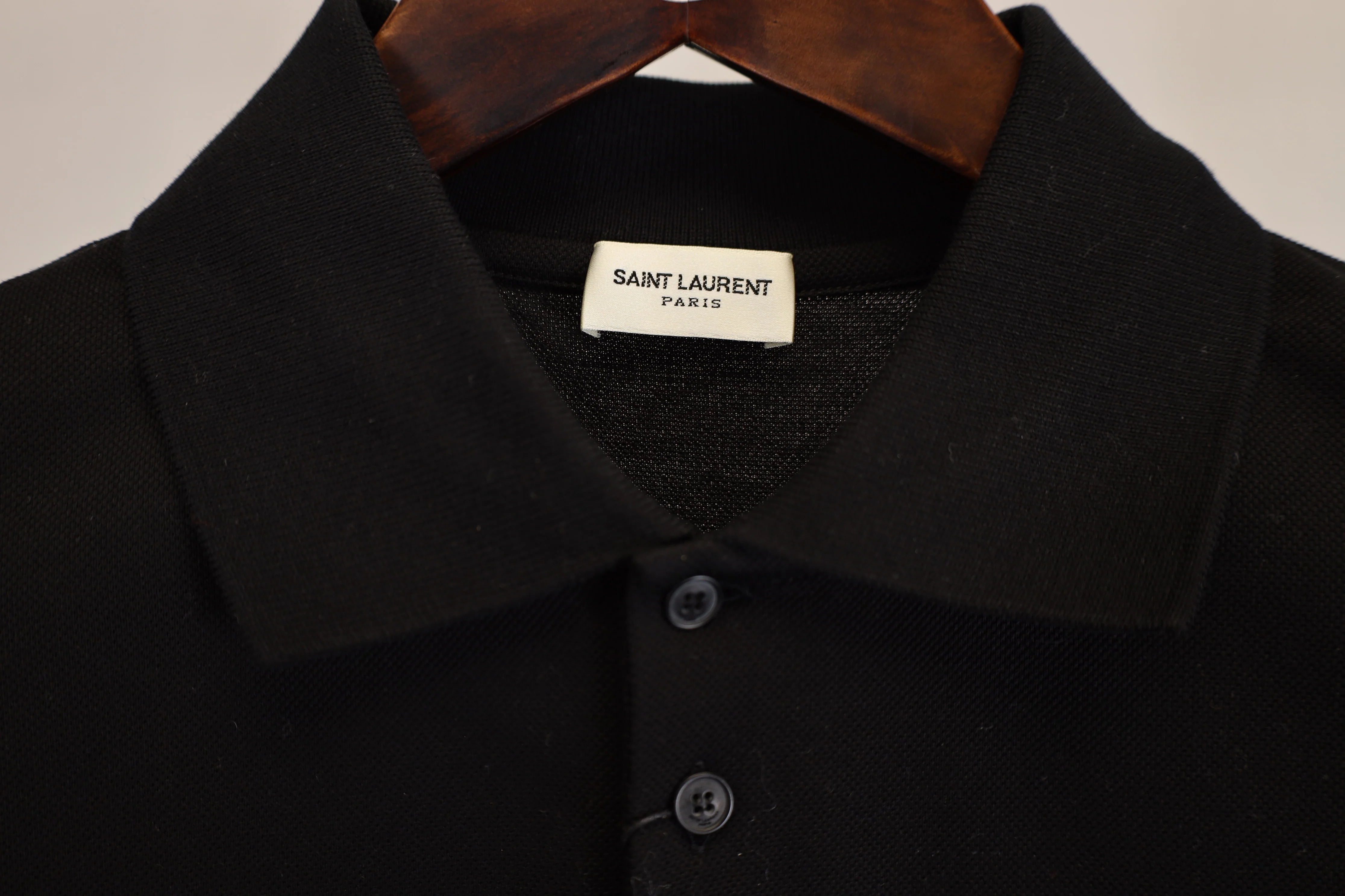 Men's Saint Laurent Paris Cassandre Polo Shirt in Black Cotton - Image 9