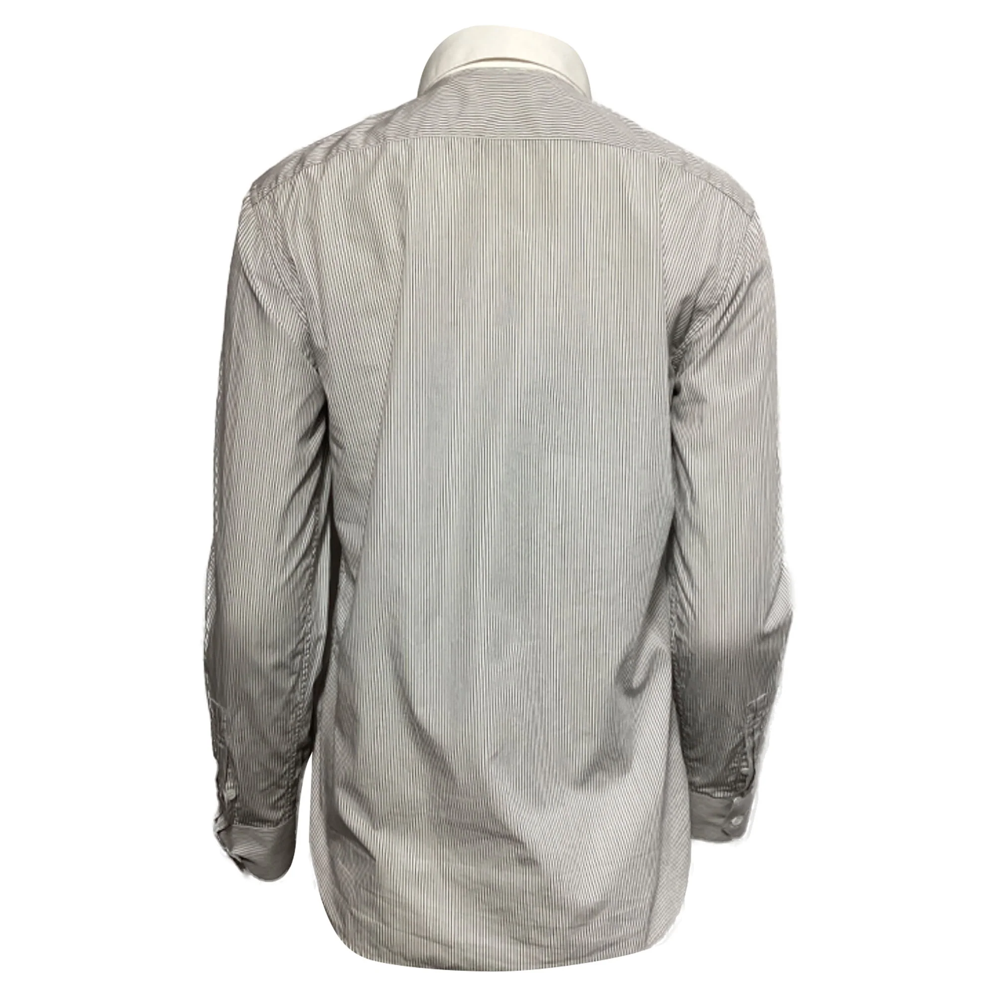 Men's Saint Laurent Striped Long Sleeve Shirt in Black and White Cotton - Image 2