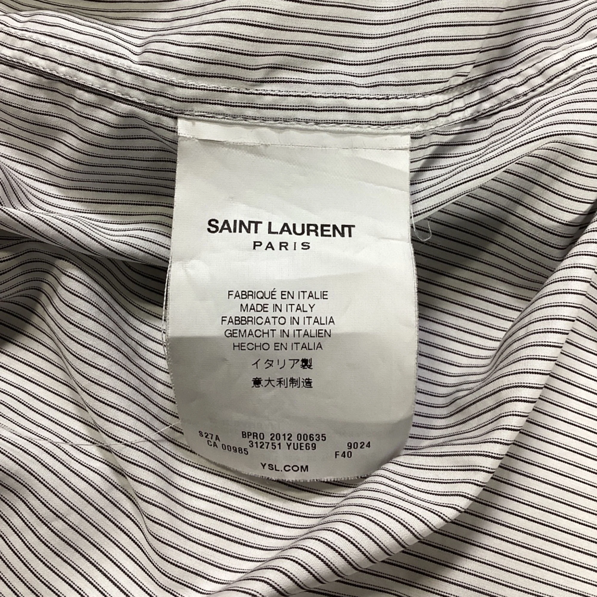 Men's Saint Laurent Striped Long Sleeve Shirt in Black and White Cotton - Image 5