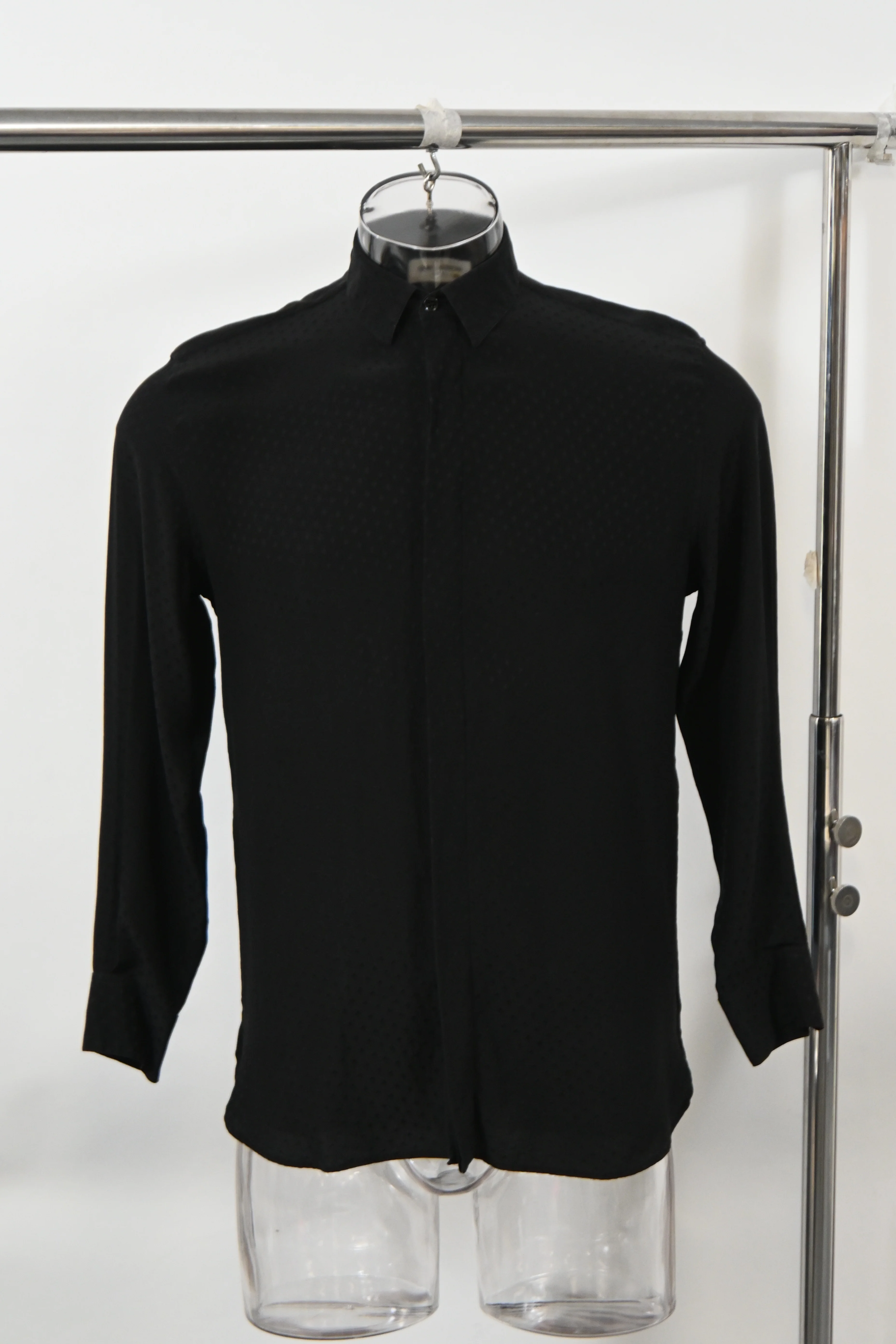 Men's Saint Laurent Textured Shirt in Black Cotton - Image 6