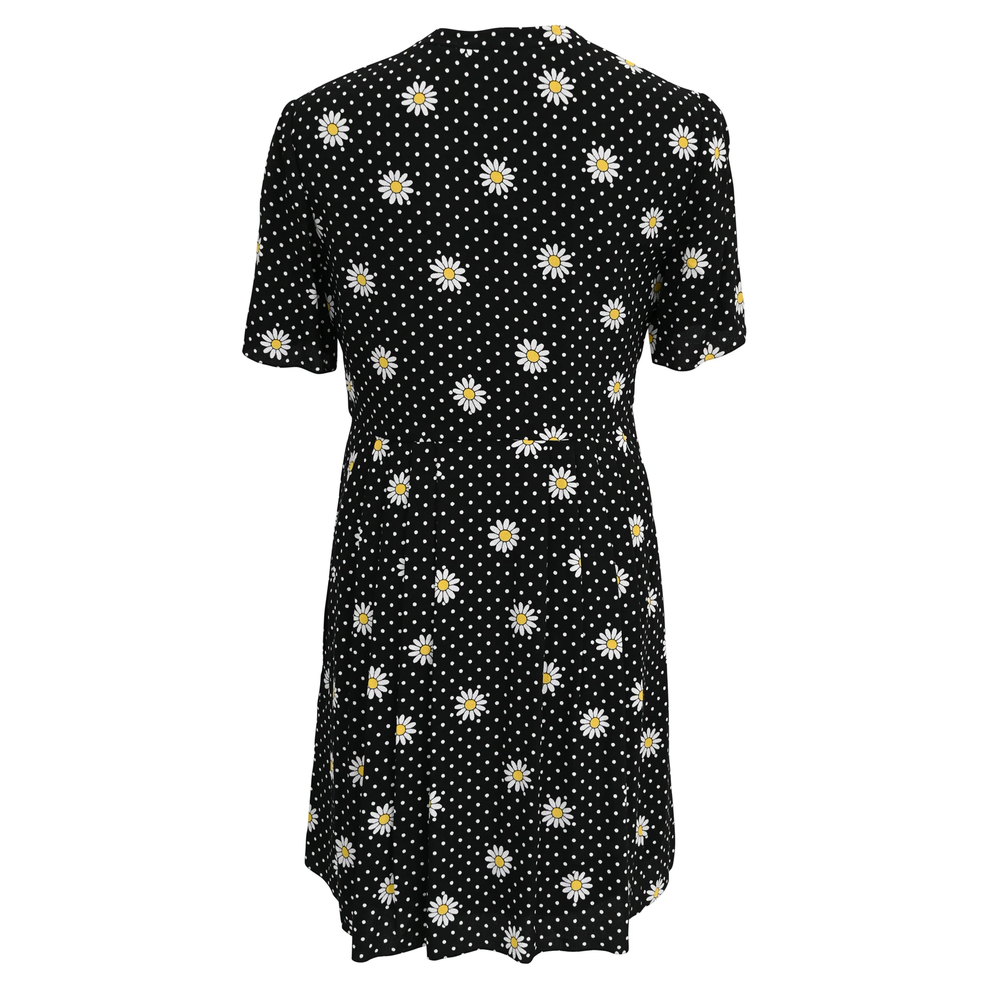 Women's Saint Laurent Daisy Print Mini Dress in Black Silk - Image 3