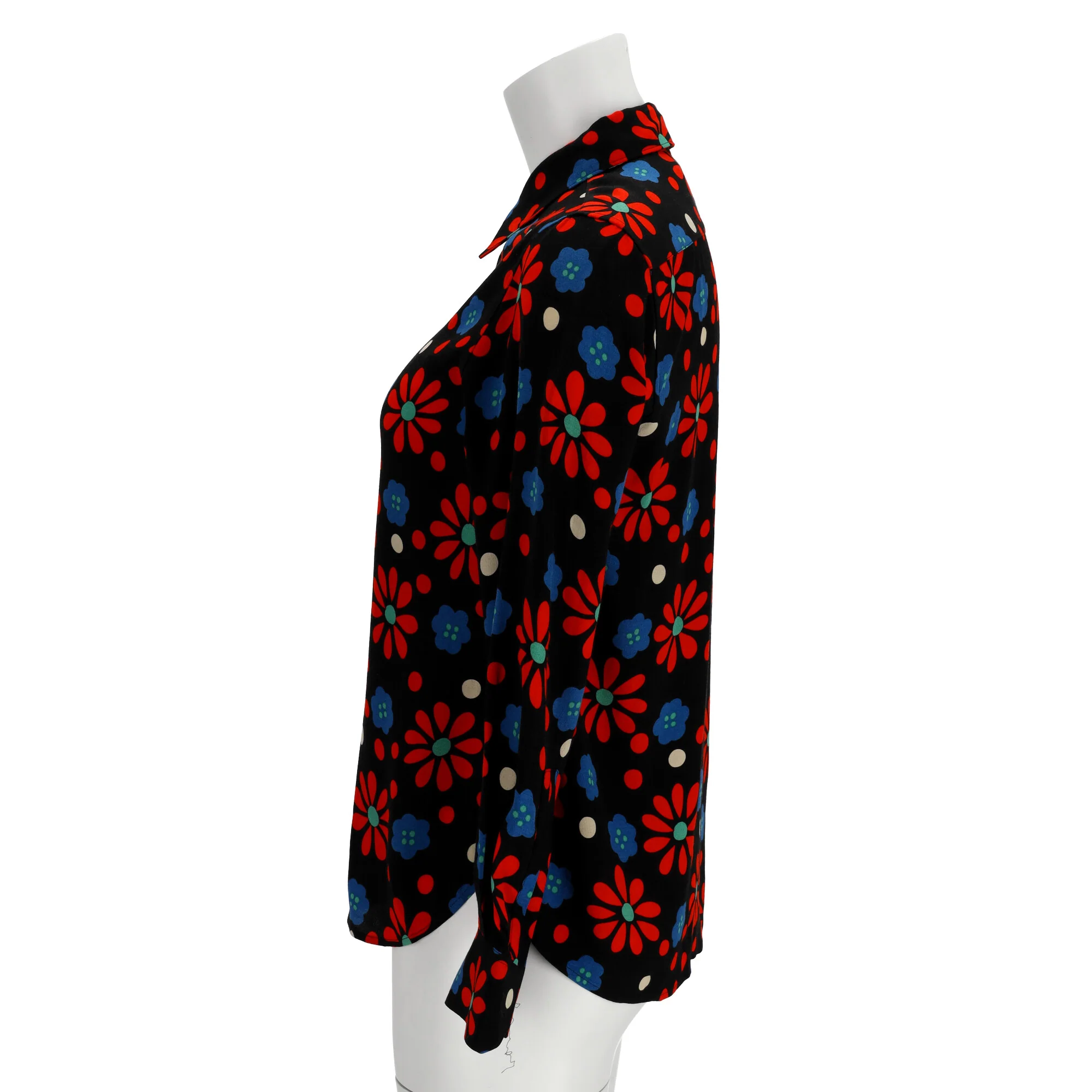 Women's Saint Laurent Floral Printed Crepe Shirt in Black Viscose - Image 8