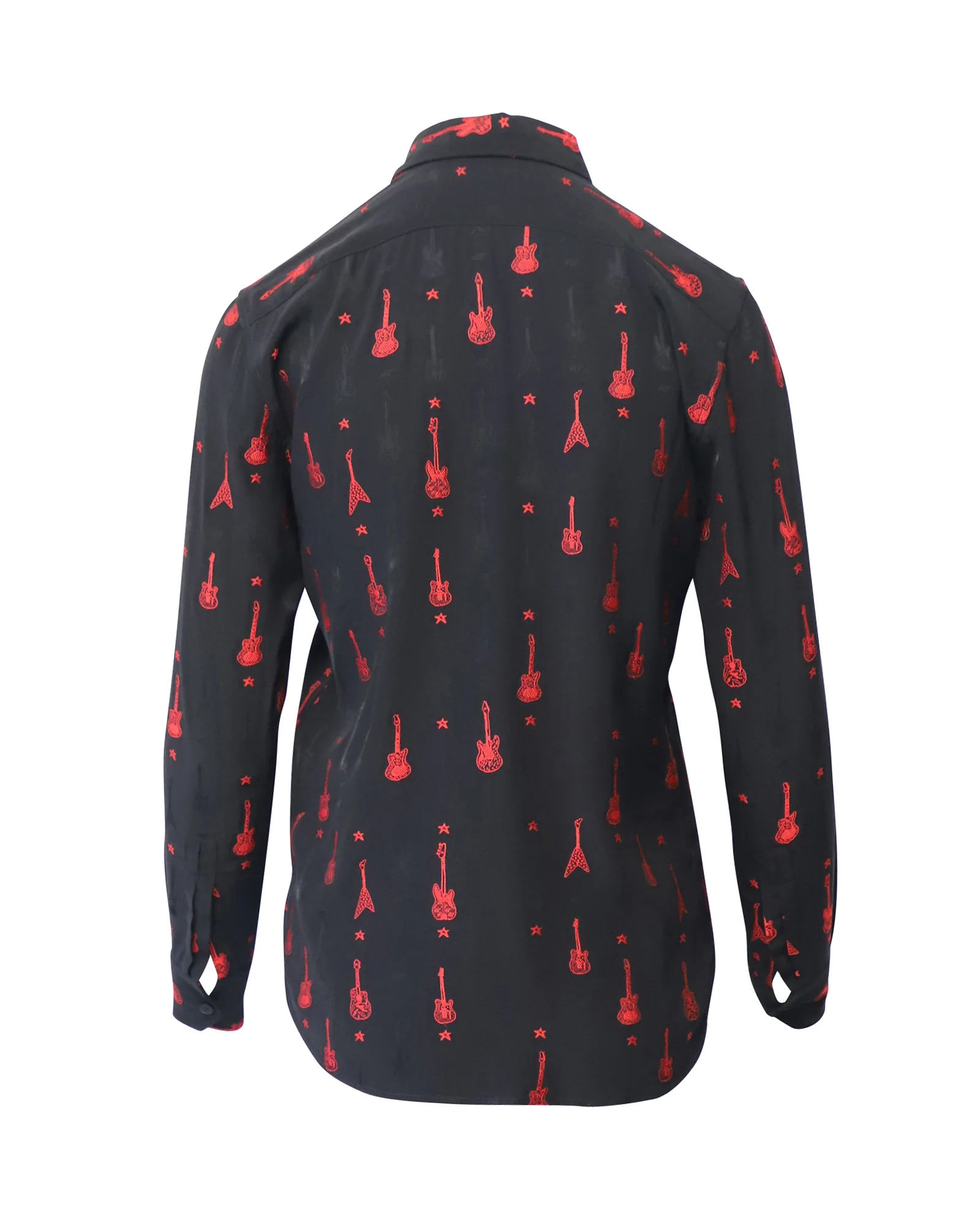 Women's Saint Laurent Guitar Embroidered Blouse in Black Viscose - Image 3
