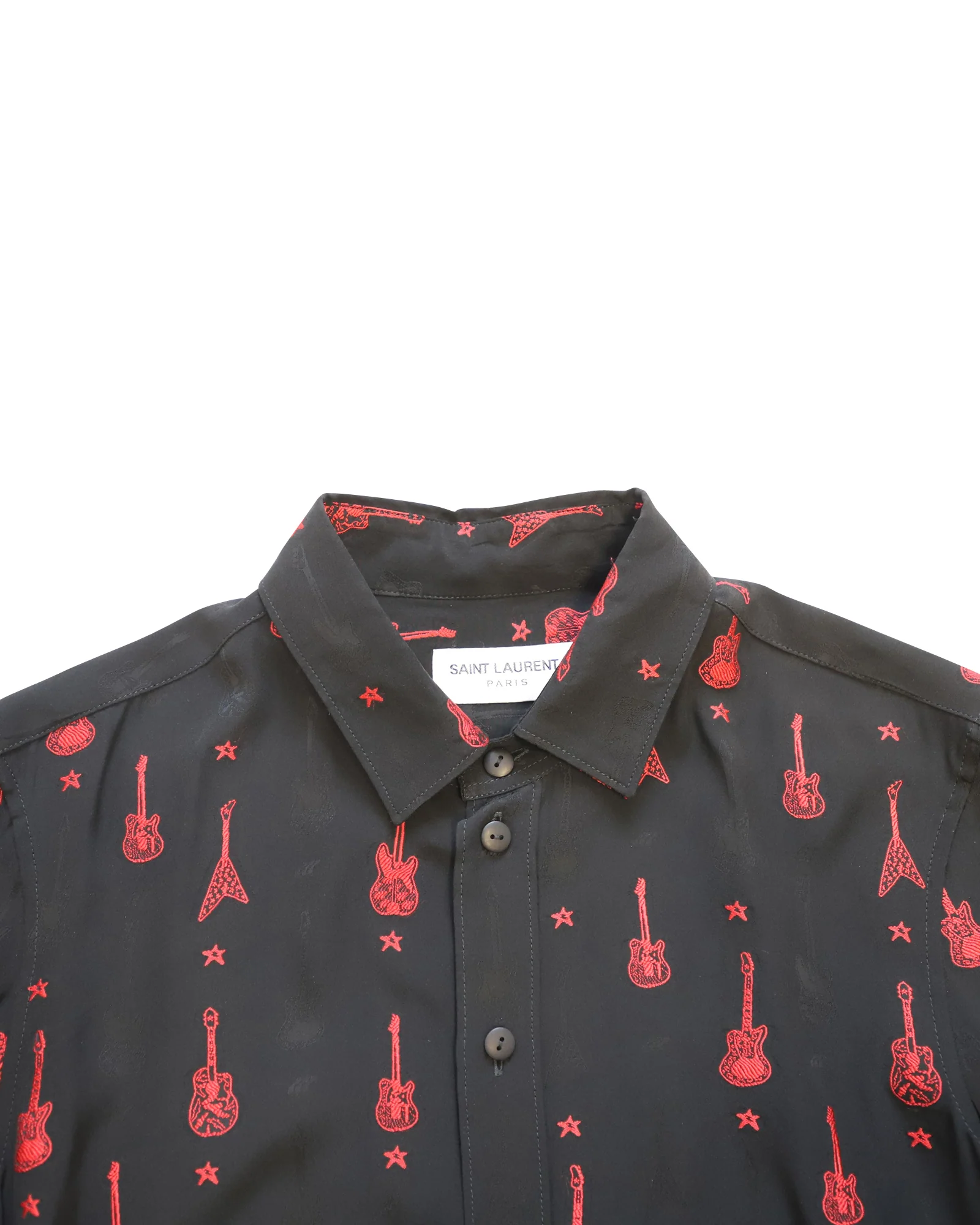 Women's Saint Laurent Guitar Embroidered Blouse in Black Viscose - Image 6