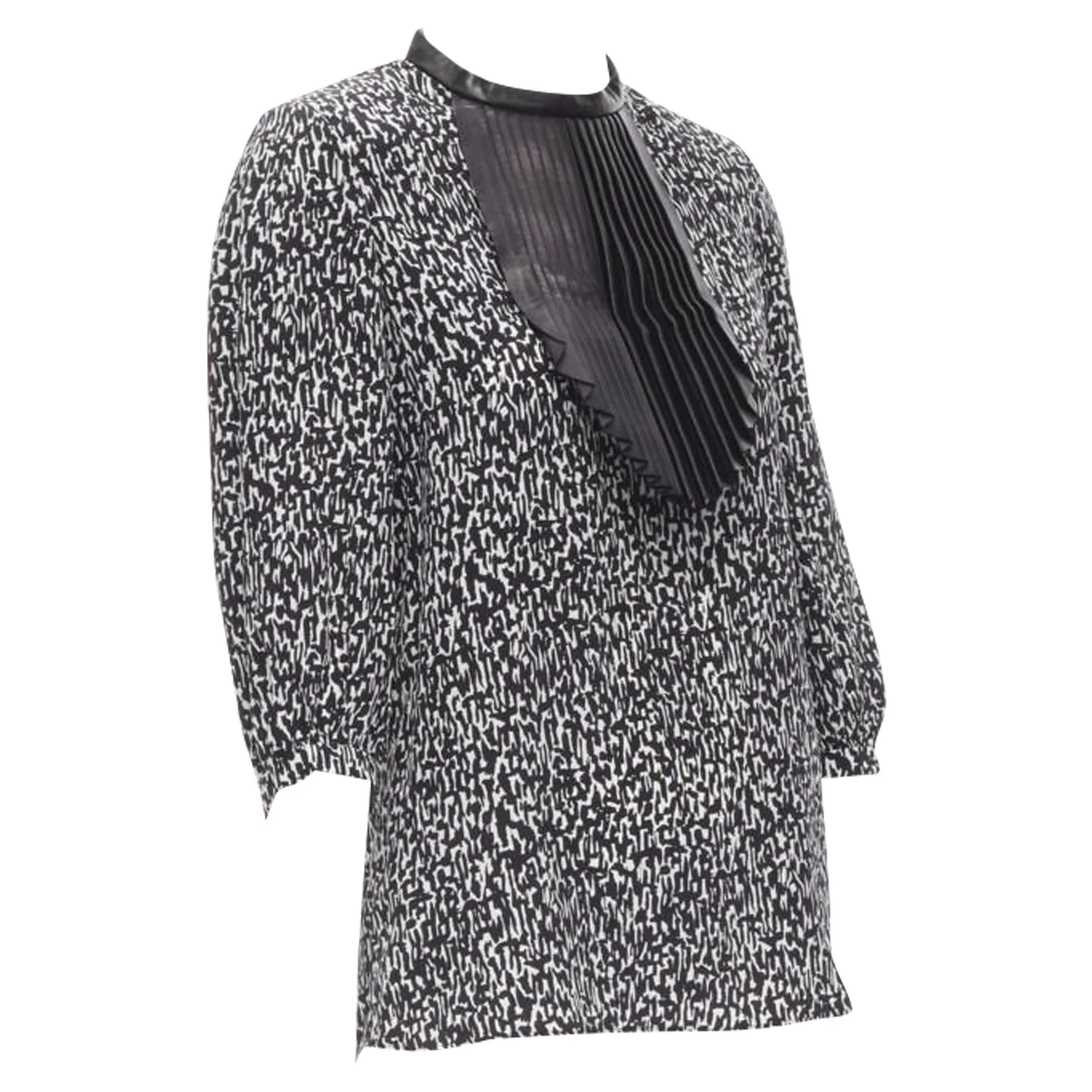 Women's Saint Laurent Hedi Slimane pleated leather bib silk blouse - Image 3