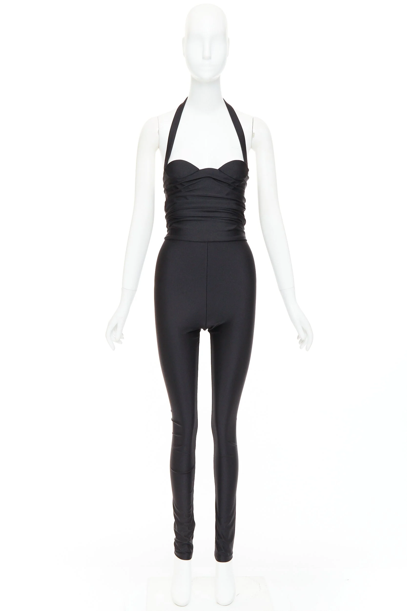 Women's Saint Laurent Runway halter sweetheart ruched catsuit bodysuit - Image 10