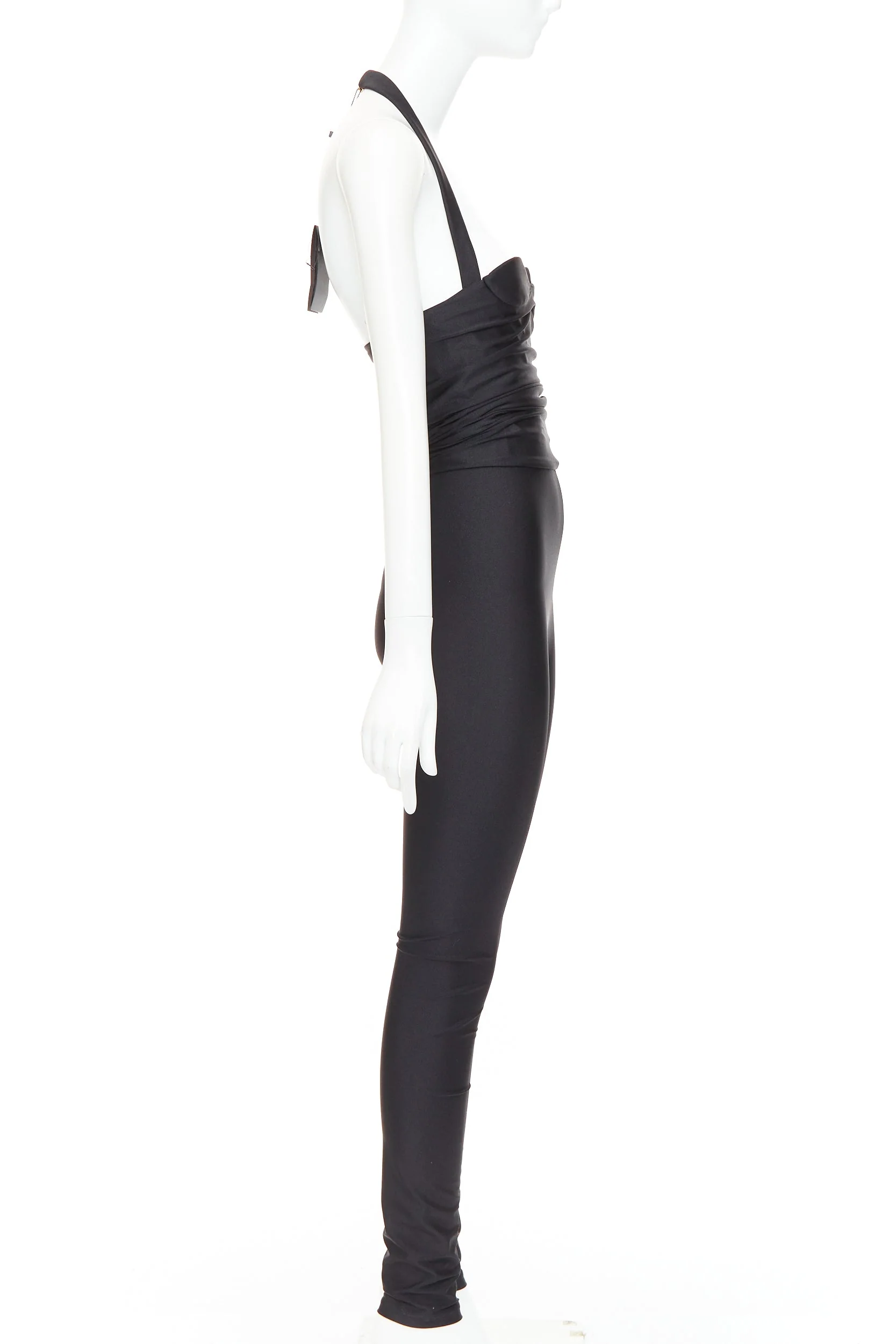 Women's Saint Laurent Runway halter sweetheart ruched catsuit bodysuit - Image 4