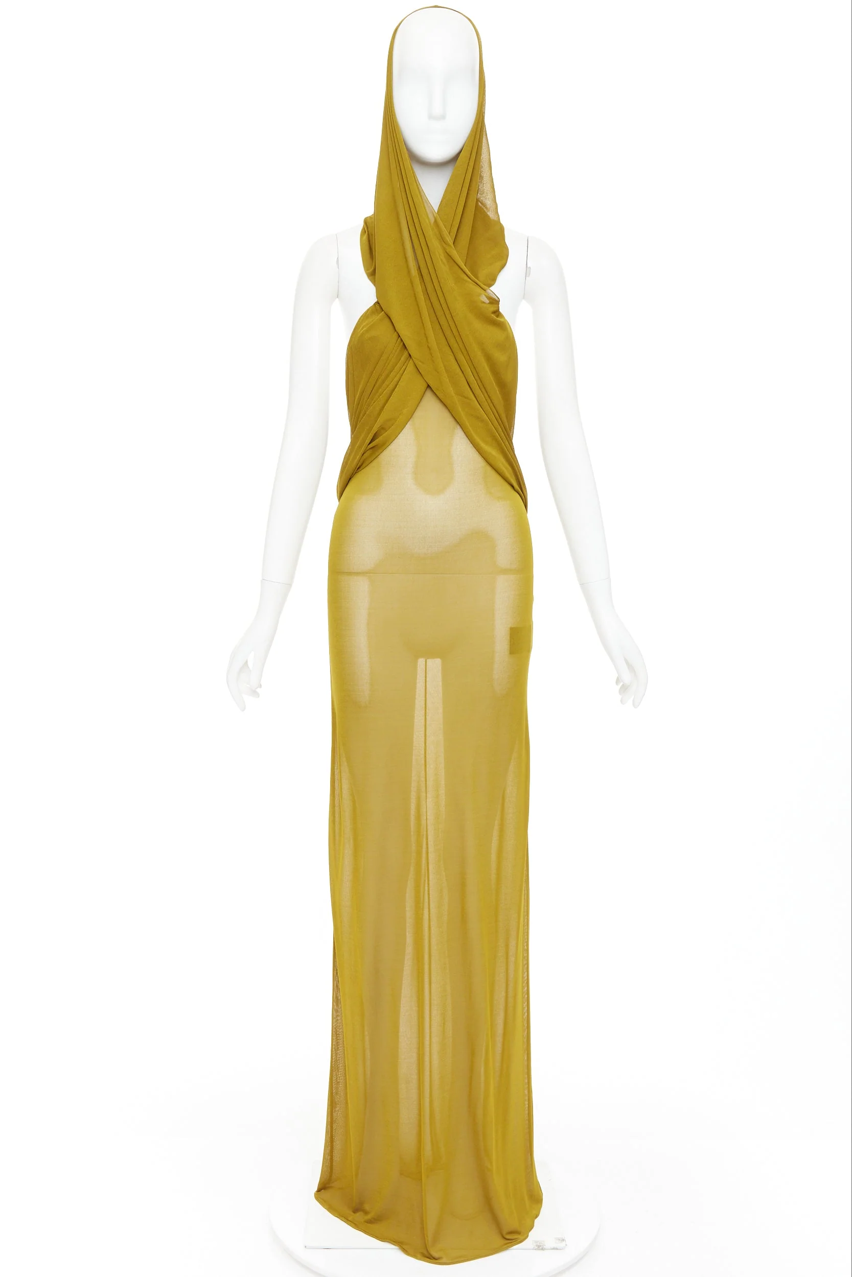 Women's Saint Laurent Runway hooded draped sheer dress - Image 3