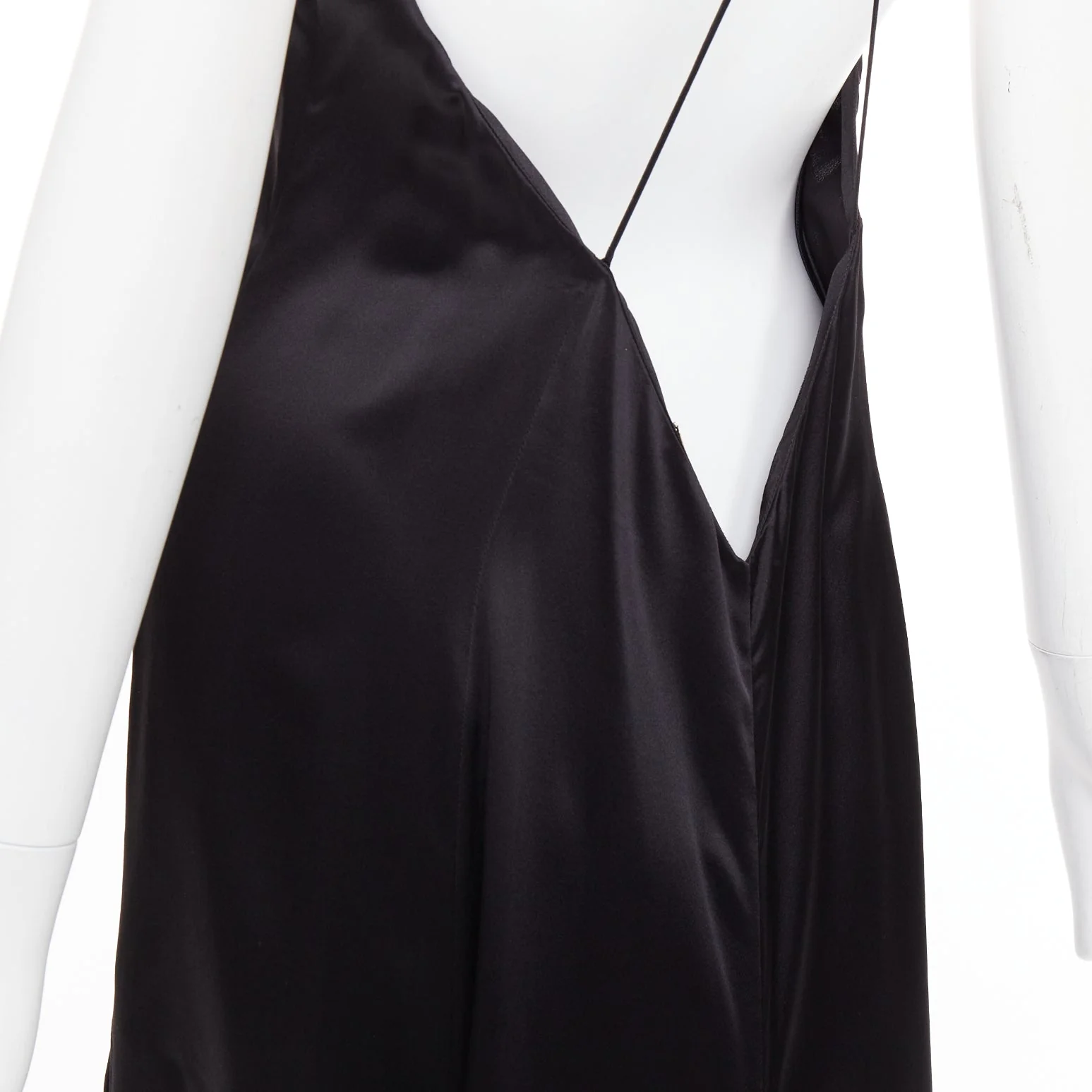 Women's Saint Laurent Runway silk plunge open back high slit slip gown - Image 7