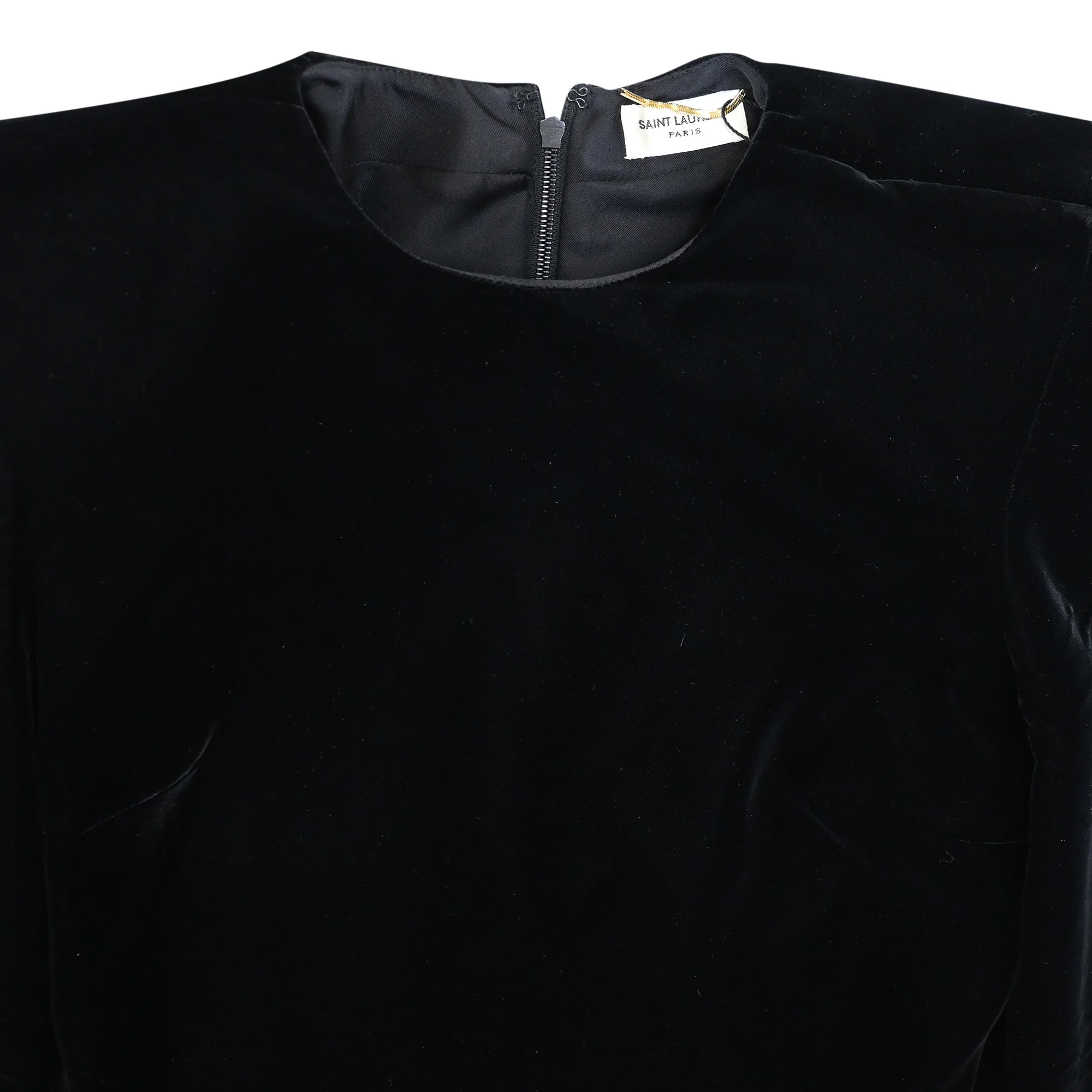 Women's  Saint Laurent Structured Long-sleeve Velvet Top in Black Viscose - Image 7