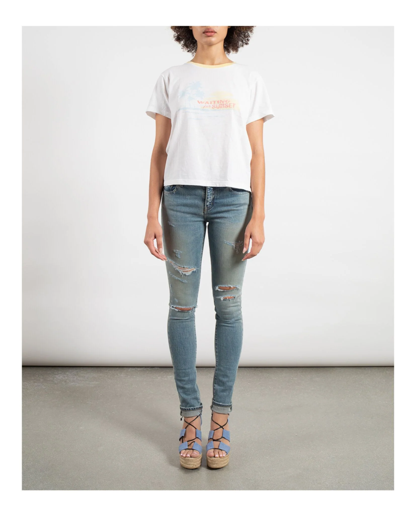 Women's Saint Laurent Womens Distressed Skinny Jeans - Image 3