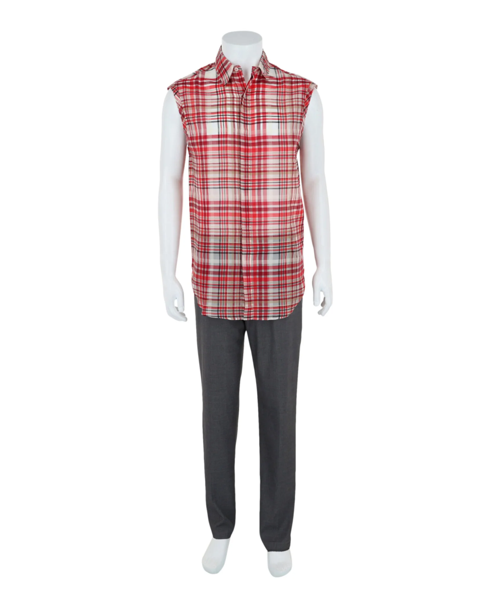 Men's Plaid Print Sleeveless Shirt - Image 4