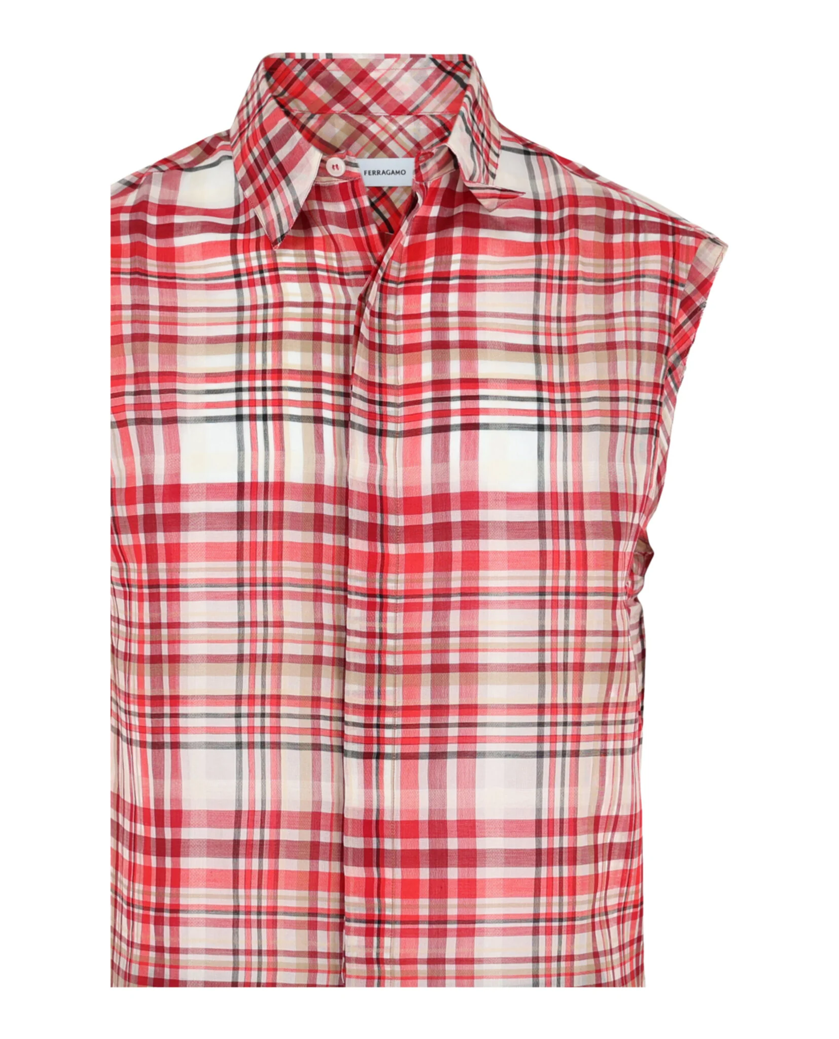Men's Plaid Print Sleeveless Shirt - Image 3