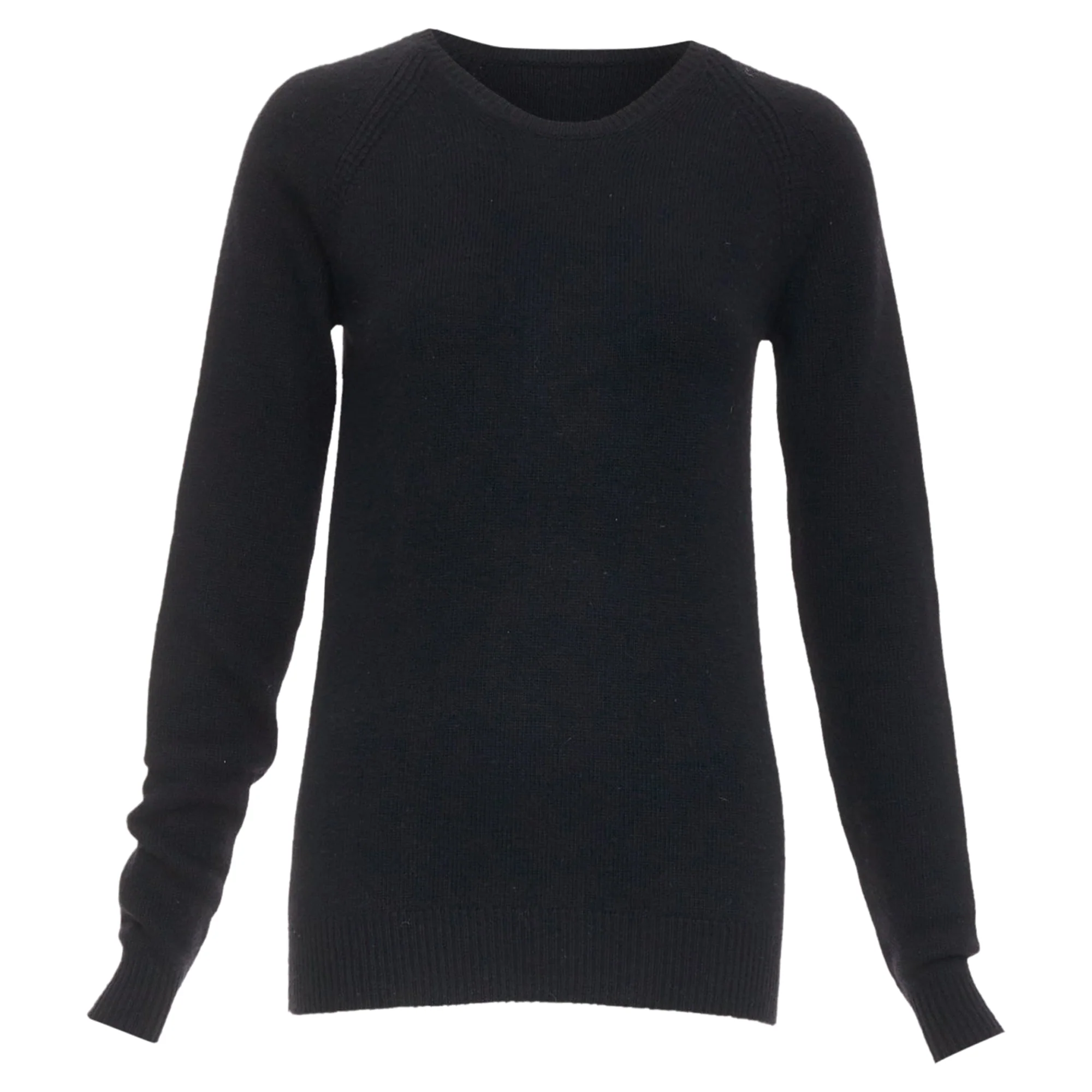 Women's STELLA MCCARTNEY black virgin wool cashmere raglan sweater IT34 XXS