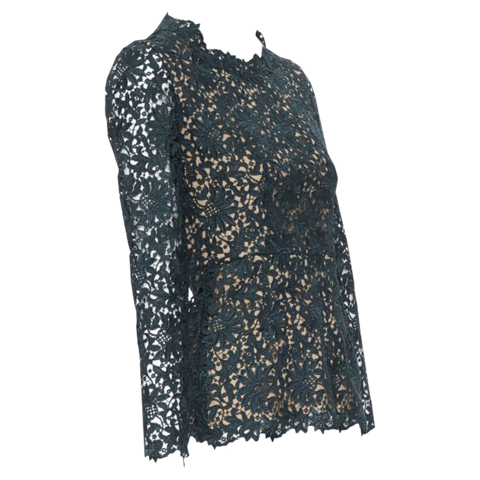 Women's Stella McCartney floral guipure lace fitted waist lined top - Image 3