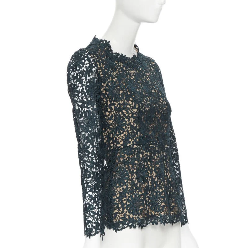 Women's Stella McCartney floral guipure lace fitted waist lined top - Image 9