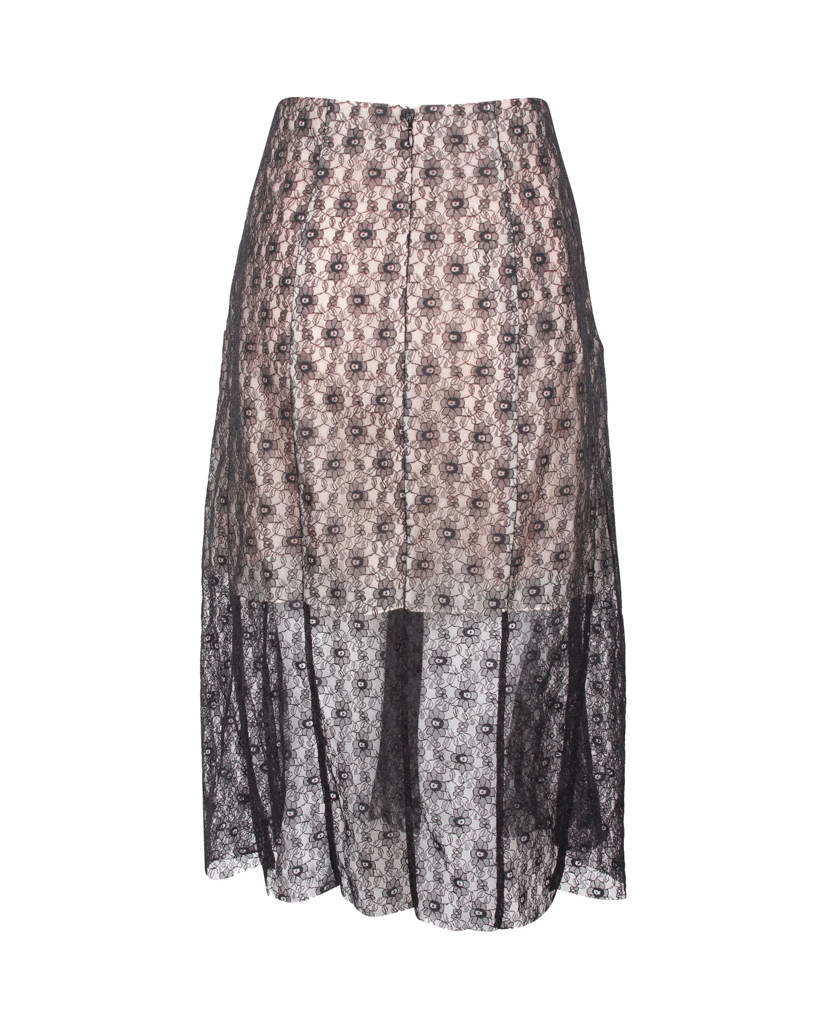 Women's Stella McCartney Knee Length Lace Skirt in Black Silk - Image 3