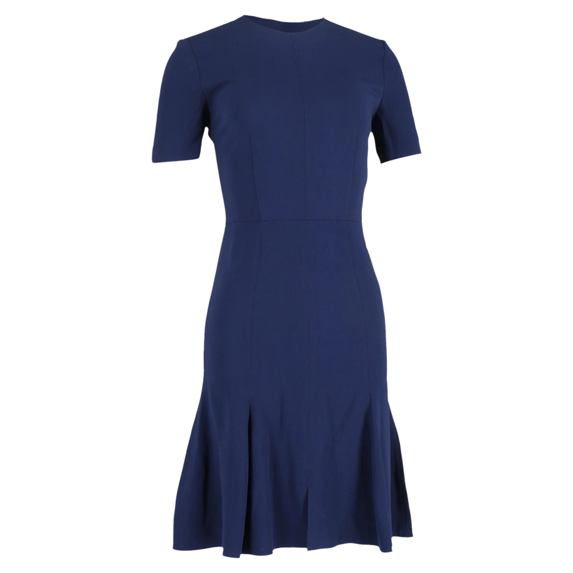 Women's Stella Mccartney Knee-Length Short Sleeve Dress in Navy Blue Viscose