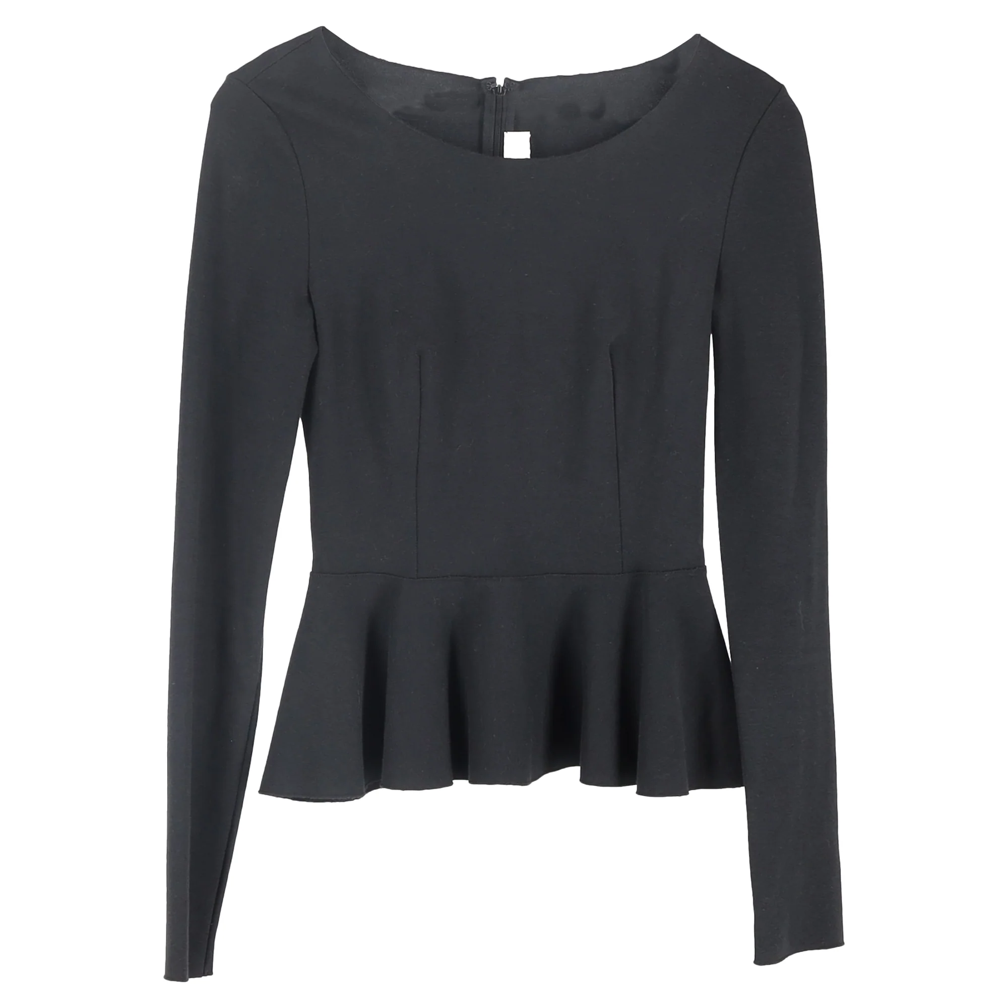 Women's Stella Mccartney Long-Sleeve Peplum Top in Black Polyester