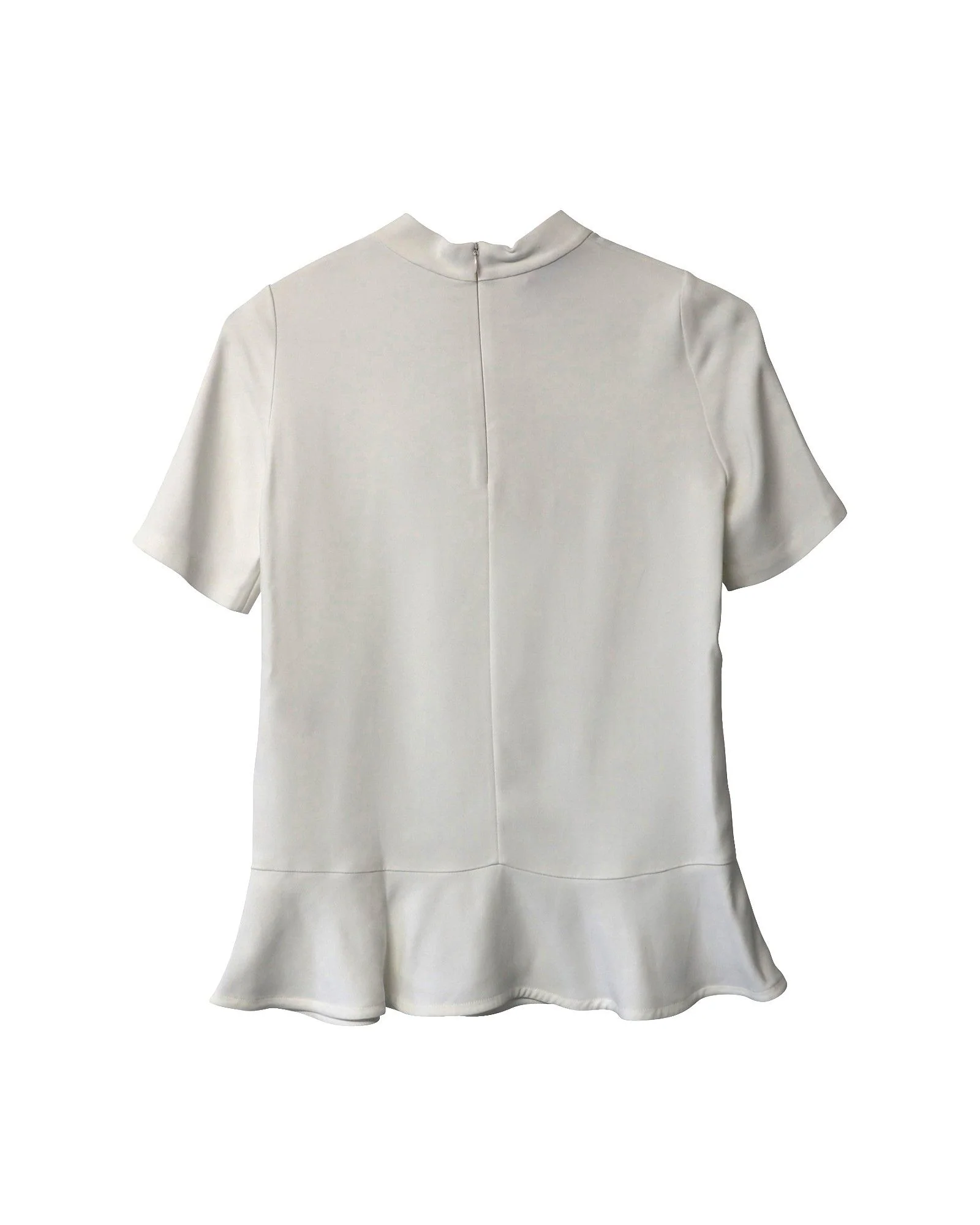 Women's Stella McCartney Mock Neck Peplum Blouse in White Rayon - Image 3