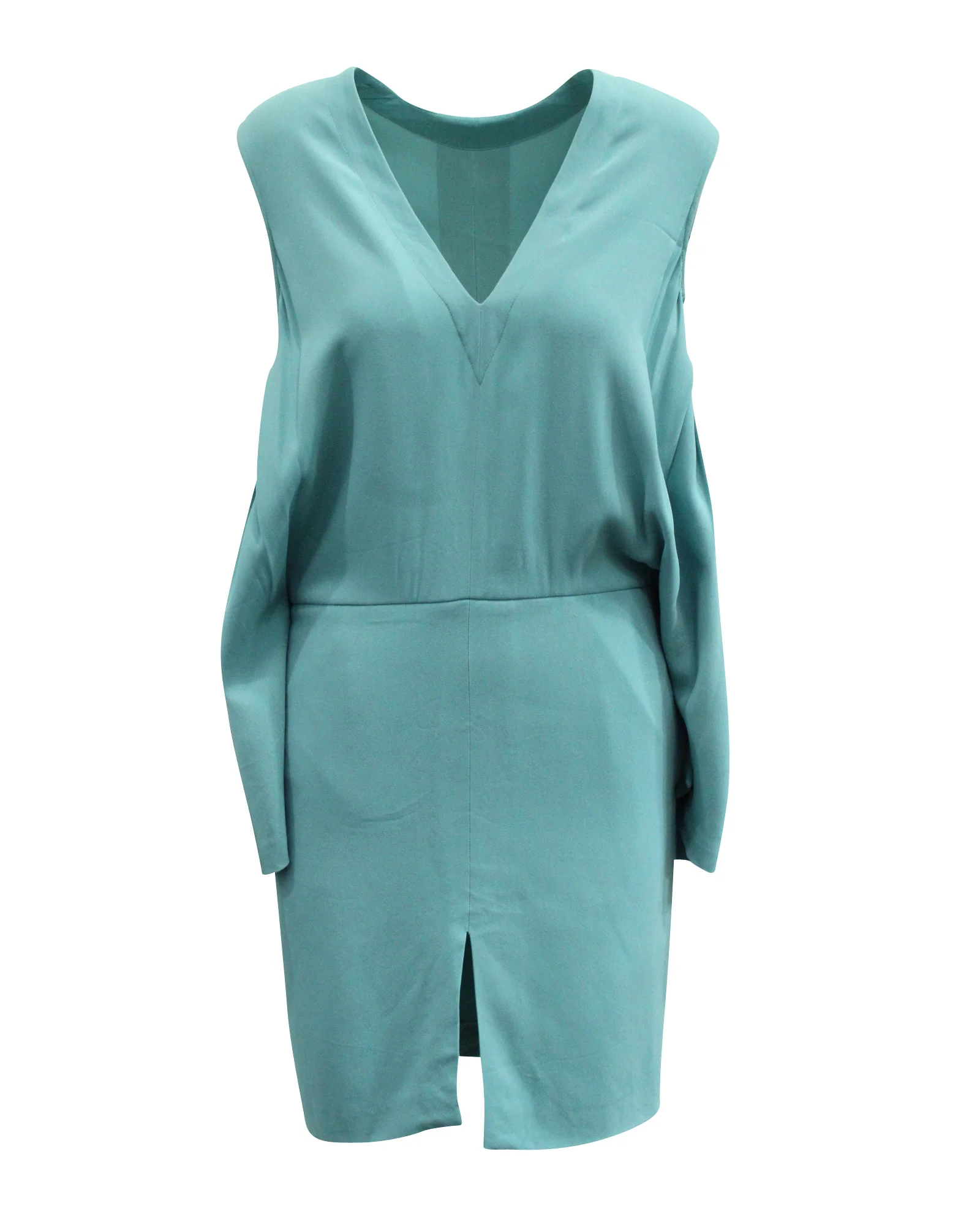 Women's Stella McCartney Open Back Midi Dress with Slit in Blue Rayon
