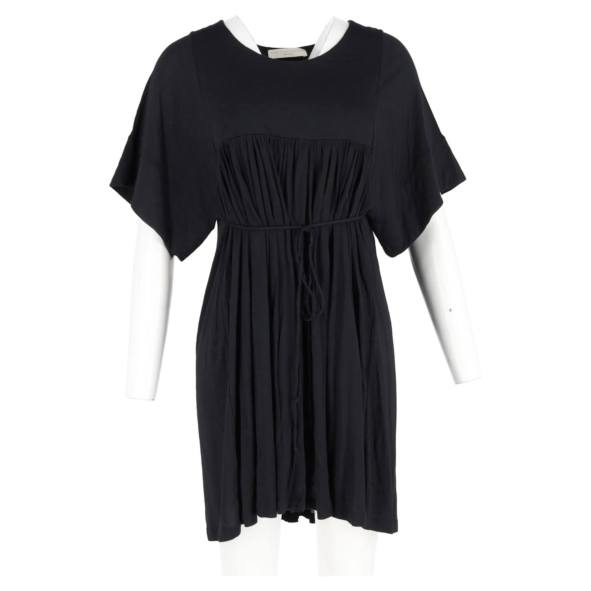 Women's Stella Mccartney Tie Waist Mini Dress in Black Cotton - Image 4