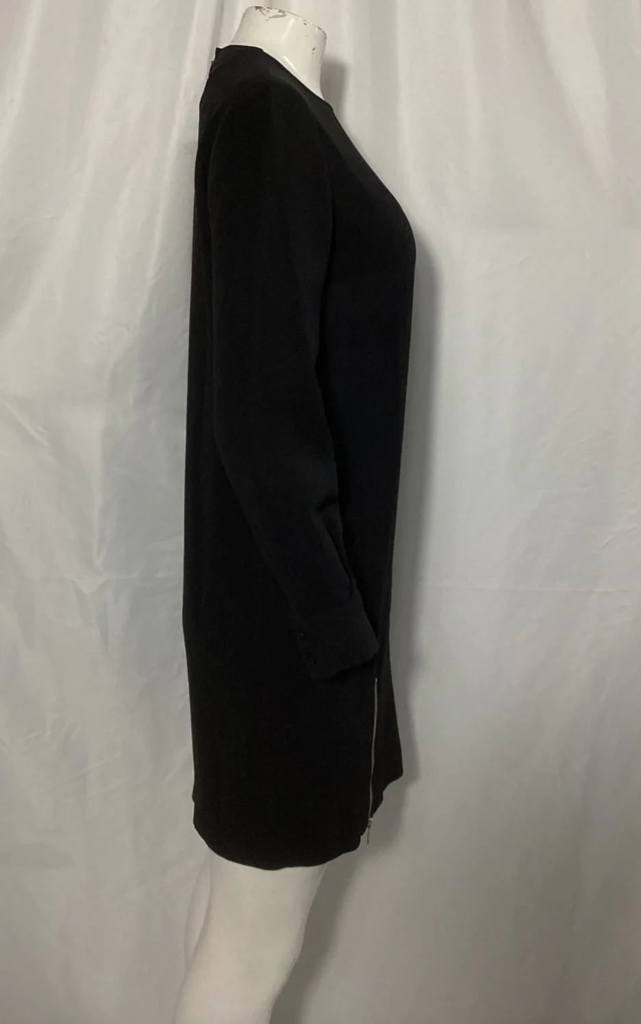 Women's Stella McCartney Zipper Detail Long Sleeve Dress in Black Rayon - Image 9