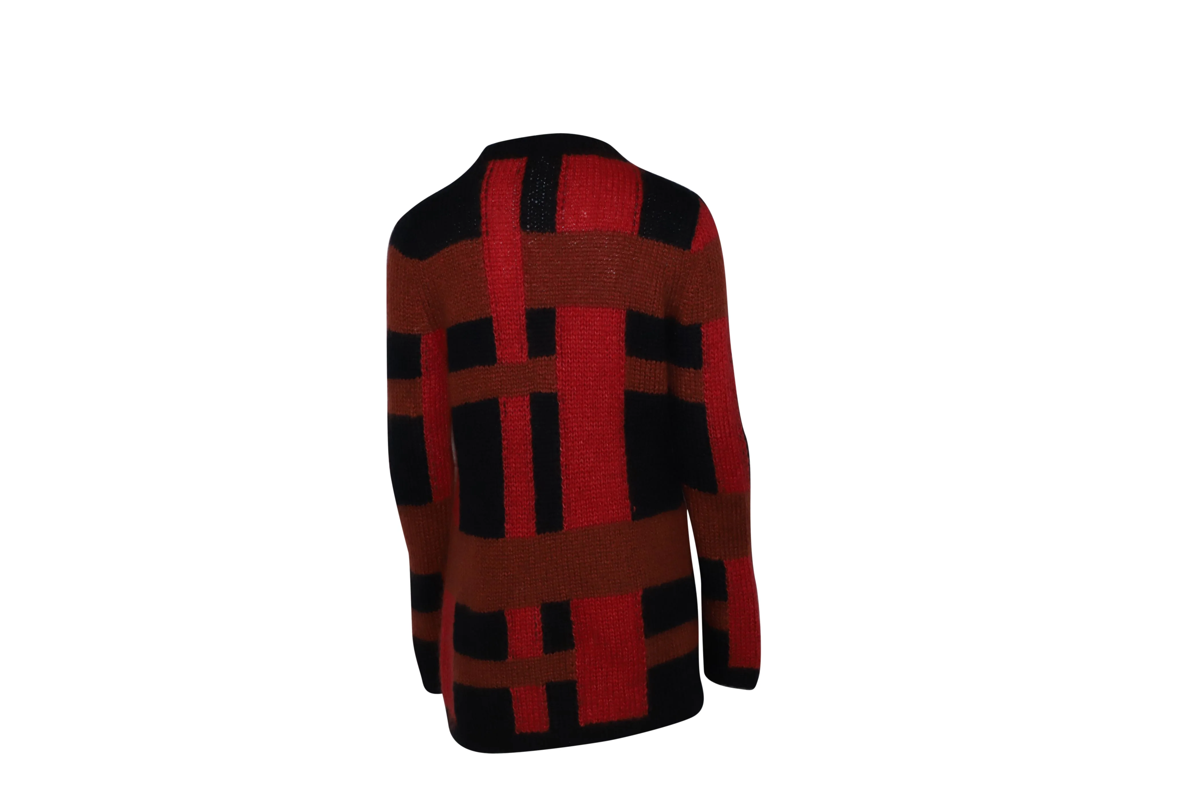 Women's Tod's Checkered Jumper in Red Mohair - Image 5
