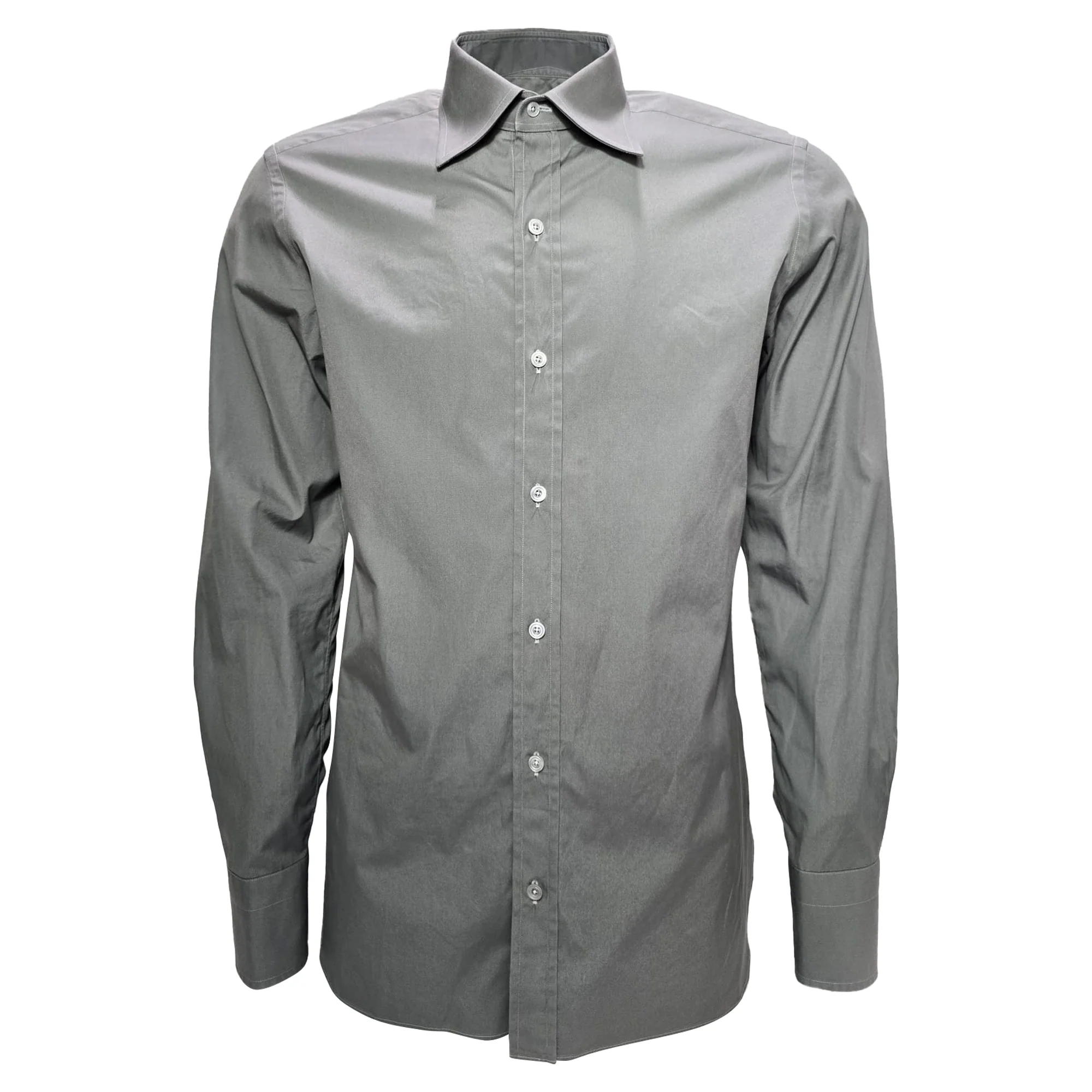 Men's Tom Ford Button-Down Long Sleeve Shirt in Grey Cotton