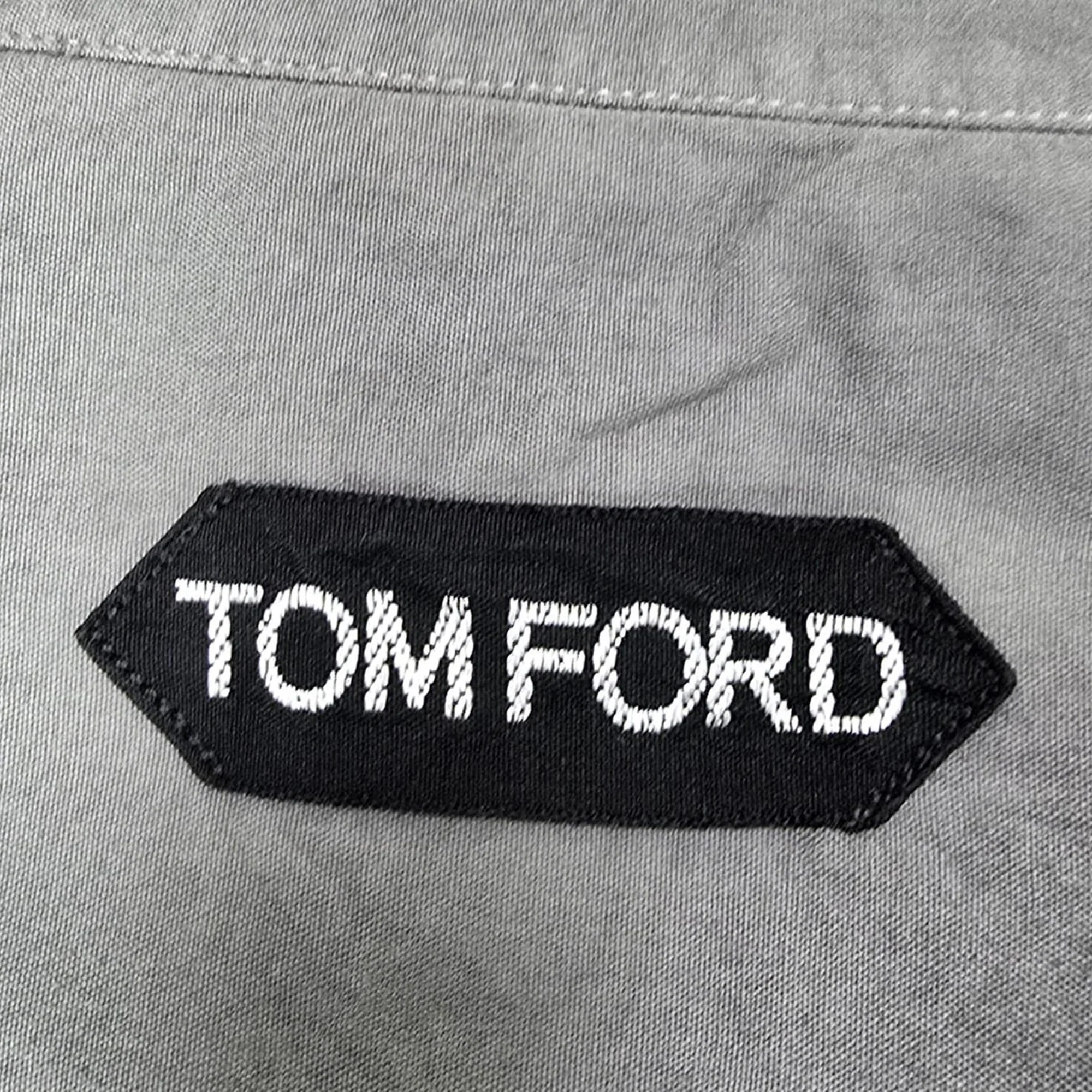 Men's Tom Ford Button-Down Long Sleeve Shirt in Grey Cotton - Image 5